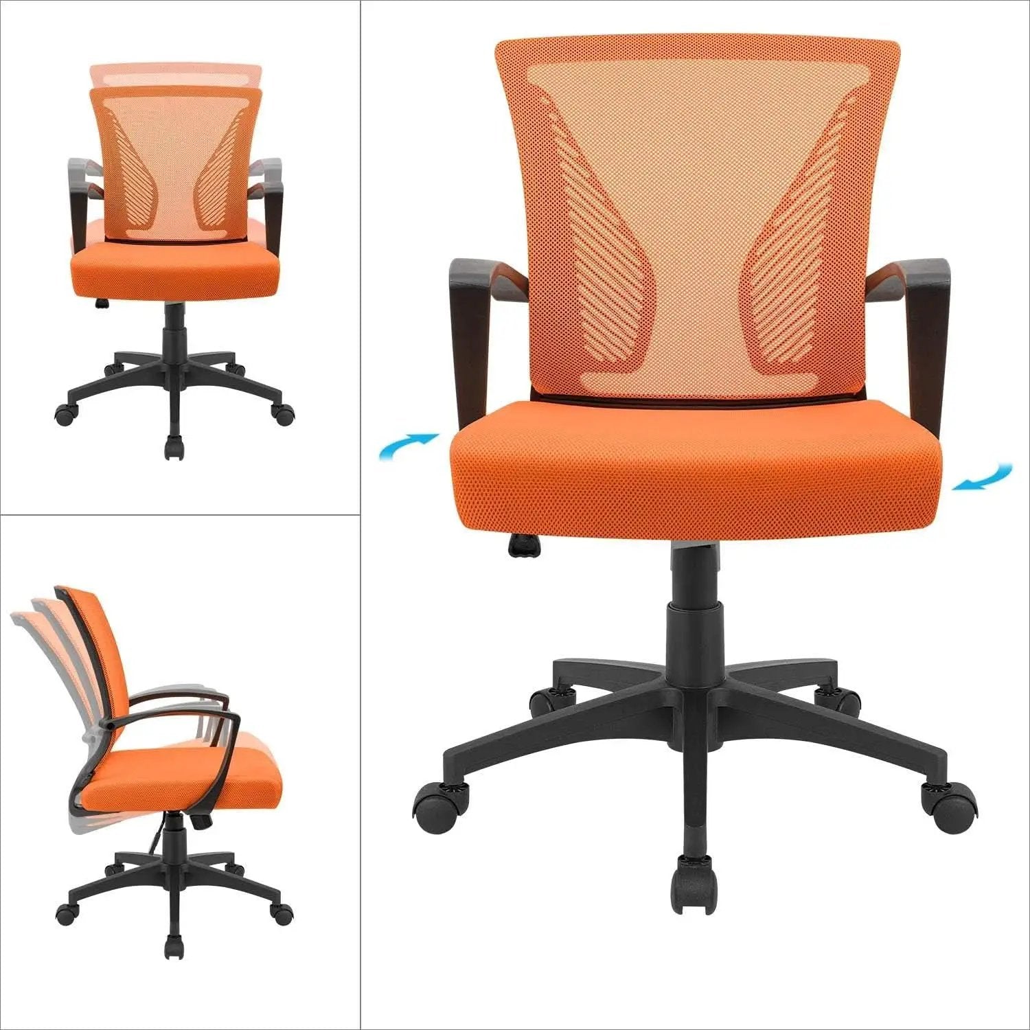 Orange Mesh Office Chair With Ergonomic Lumbar Support from PriceLows™