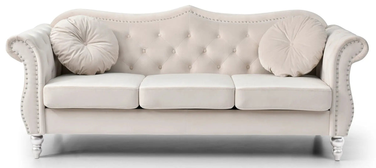 Hollywood Sofa | Updated Glam Design | Hand-Applied Nailhead Trim | Pocketed Coil Cushions