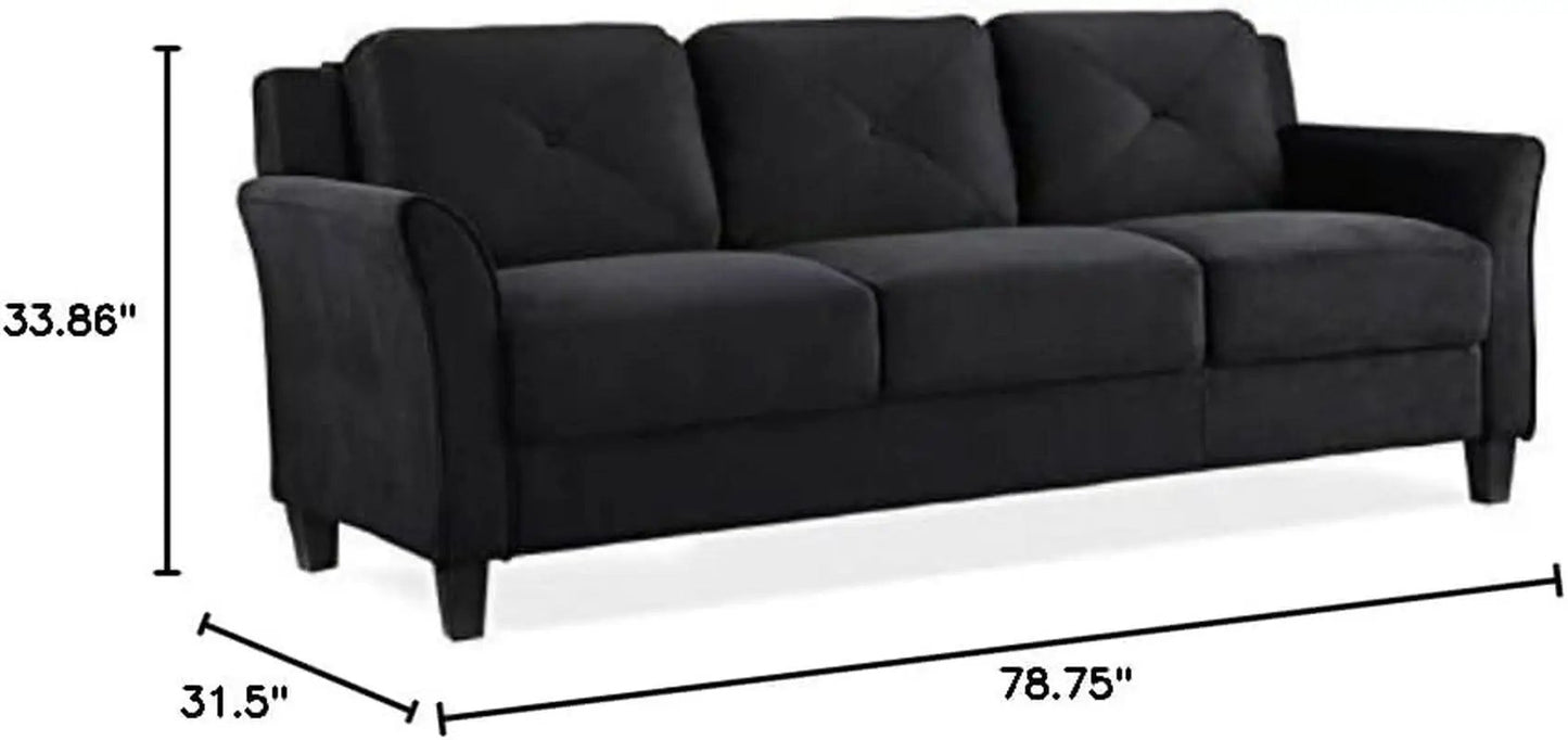 2 Piece Living Room Sofa And Loveseat Set In Black Microfiber Upholstery With 67.3 Inch Total Seat Width from PriceLows™