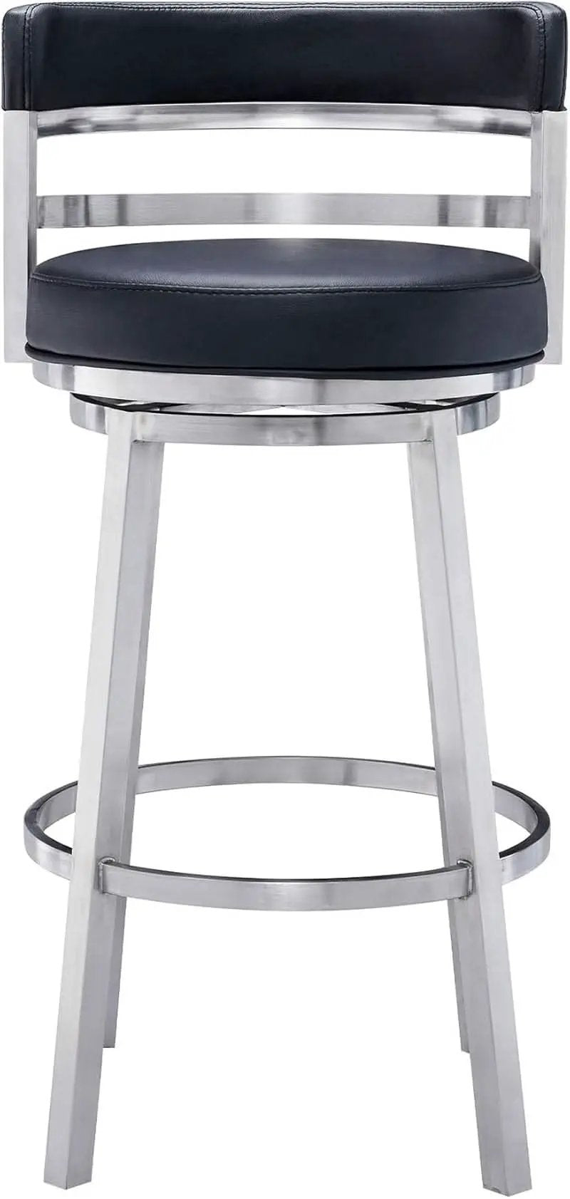 Modern Black Faux Leather Swivel Bar Stool for Kitchen from PriceLows™