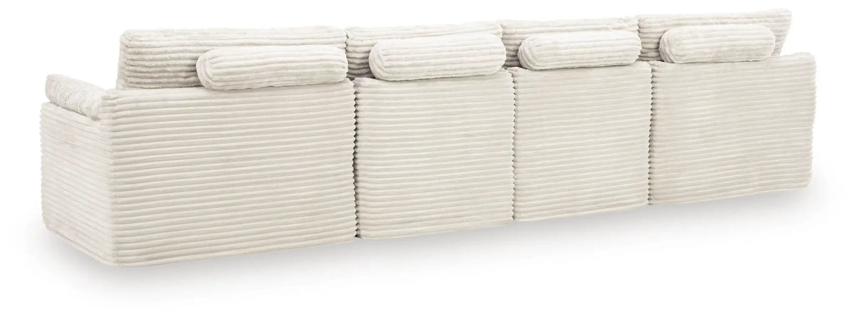 Sectional Sofa | Corduroy | Memory Foam | With Ottoman Ivory