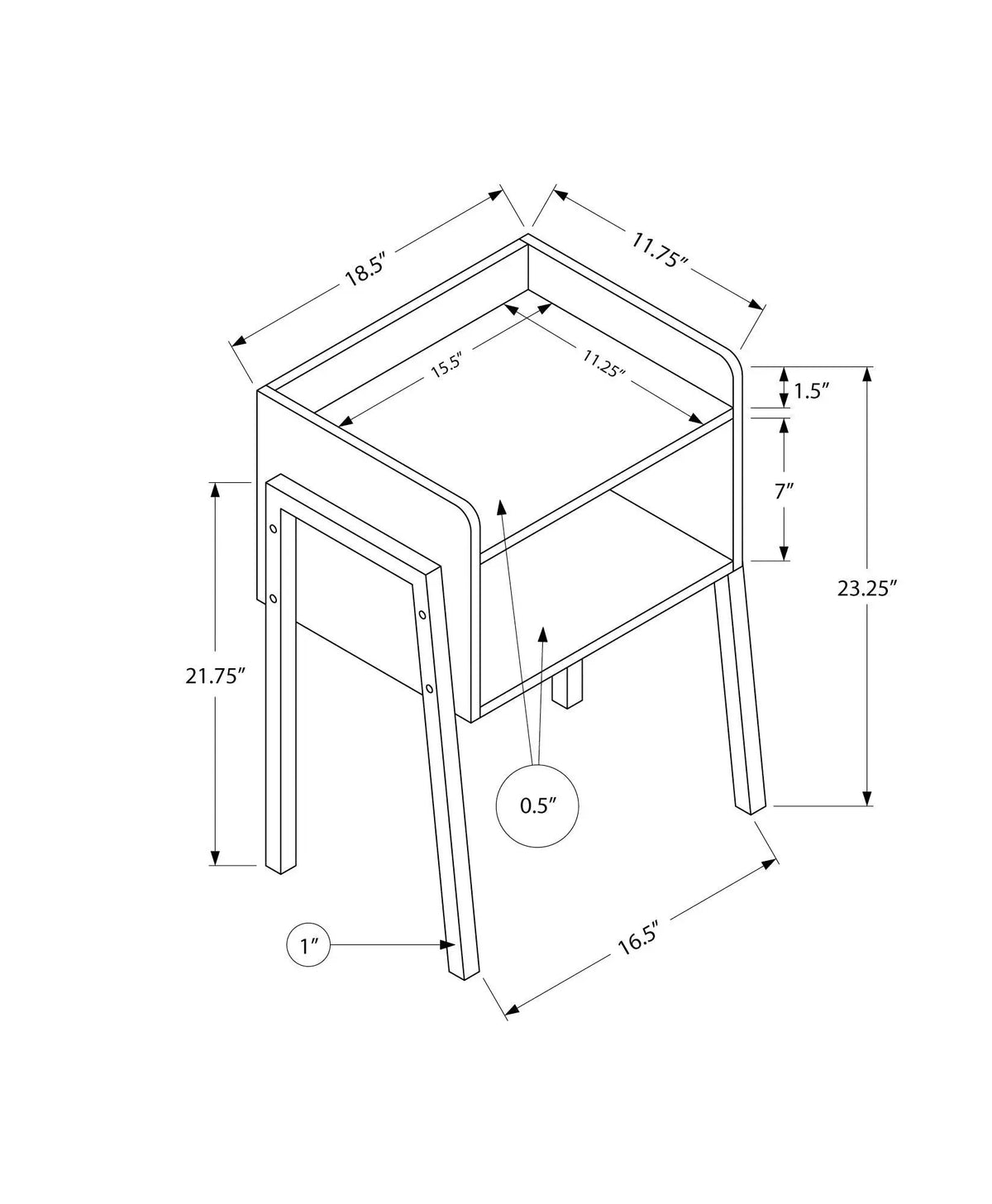 2-Tier Accent Side Table | Rectangular Top | Storage Cubby | Contemporary Design