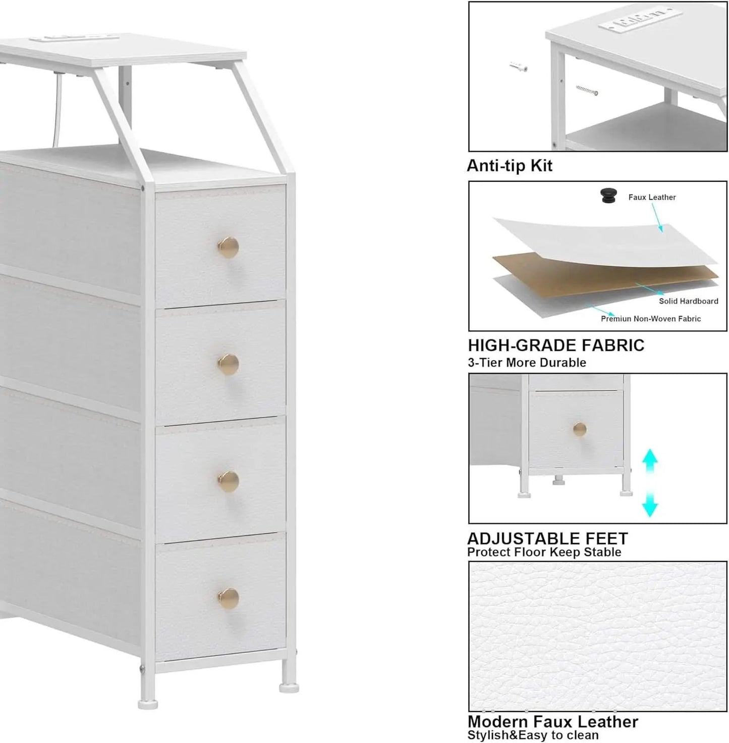 UltraSlimVertical Dresser With USB Charging Station White from PriceLows™