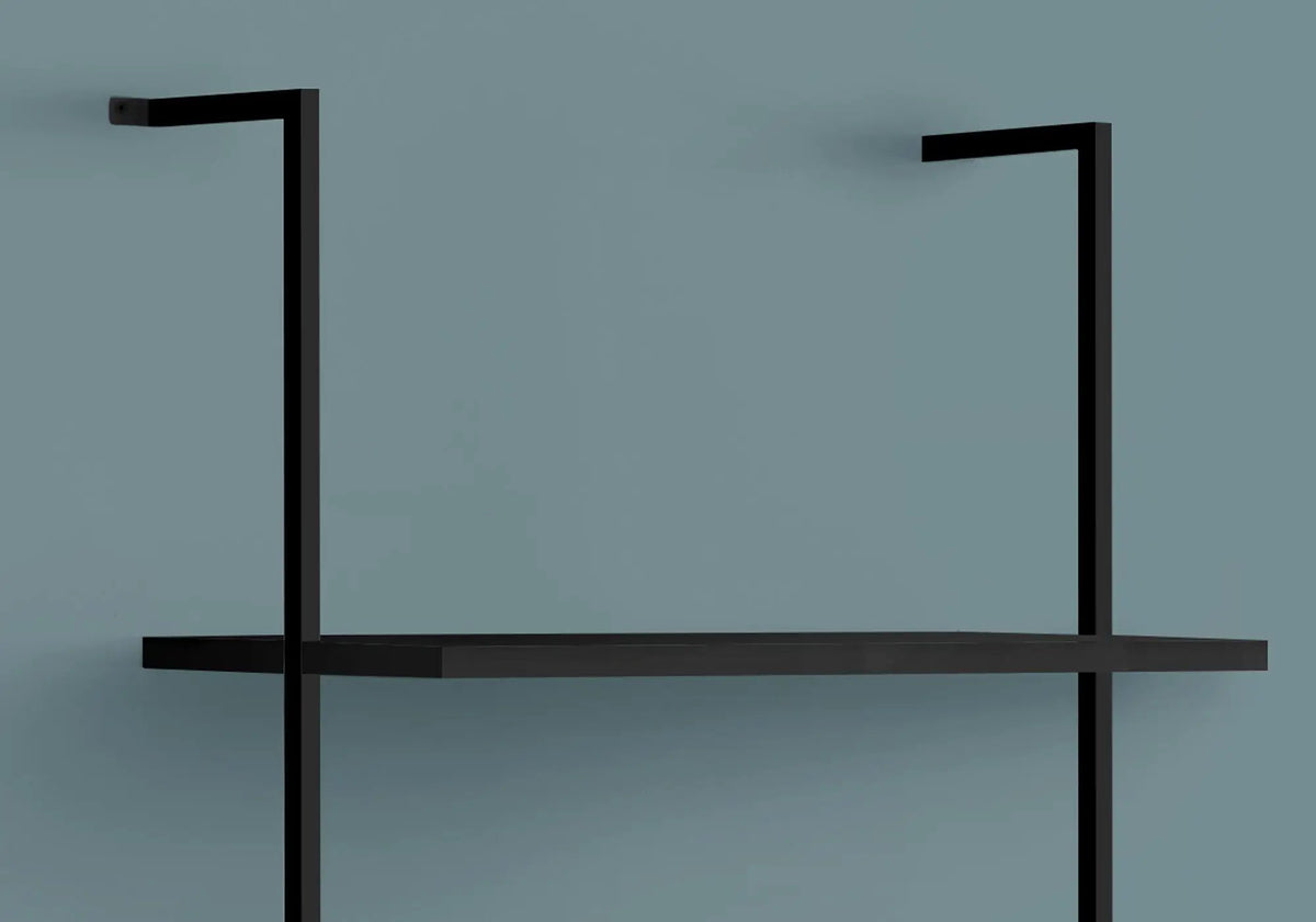 5 Tier Ladder Etagere Bookcase | 72 Inch Height | Satin Metal Frame | Open Shelves