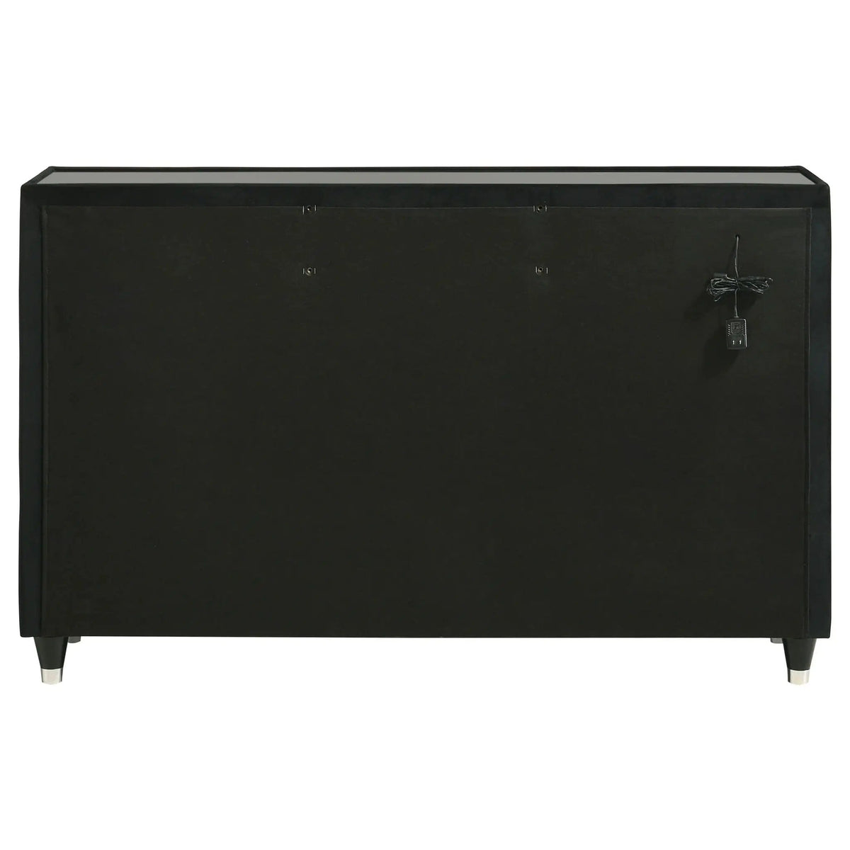 Lorient 8-drawer LED Bedroom Dresser Cabinet | 60.5 x 16 x 38.25 in | Rubberwood & Velvet | Black