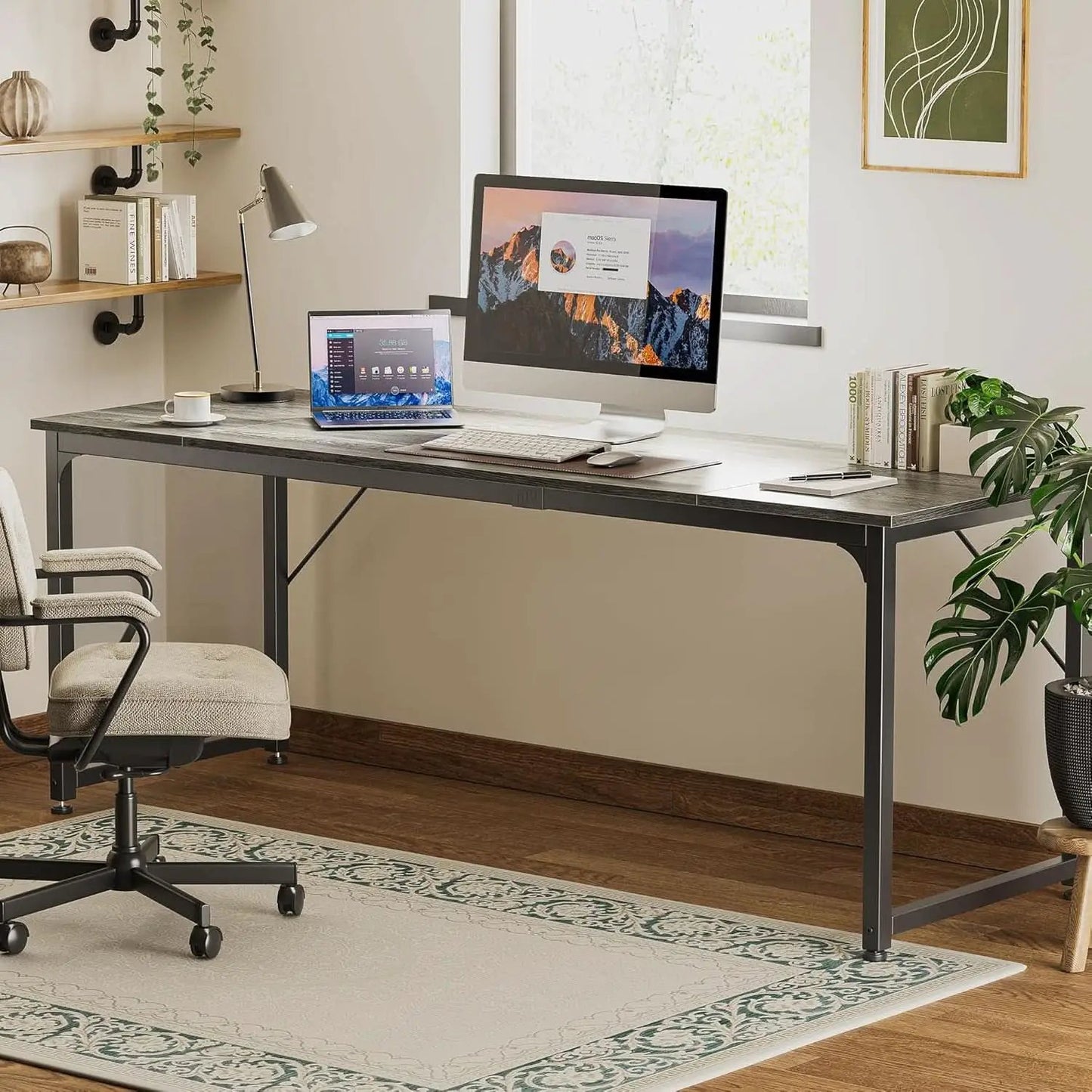 80 Inch Grey Gaming And Office Desk With Storage System from PriceLows™