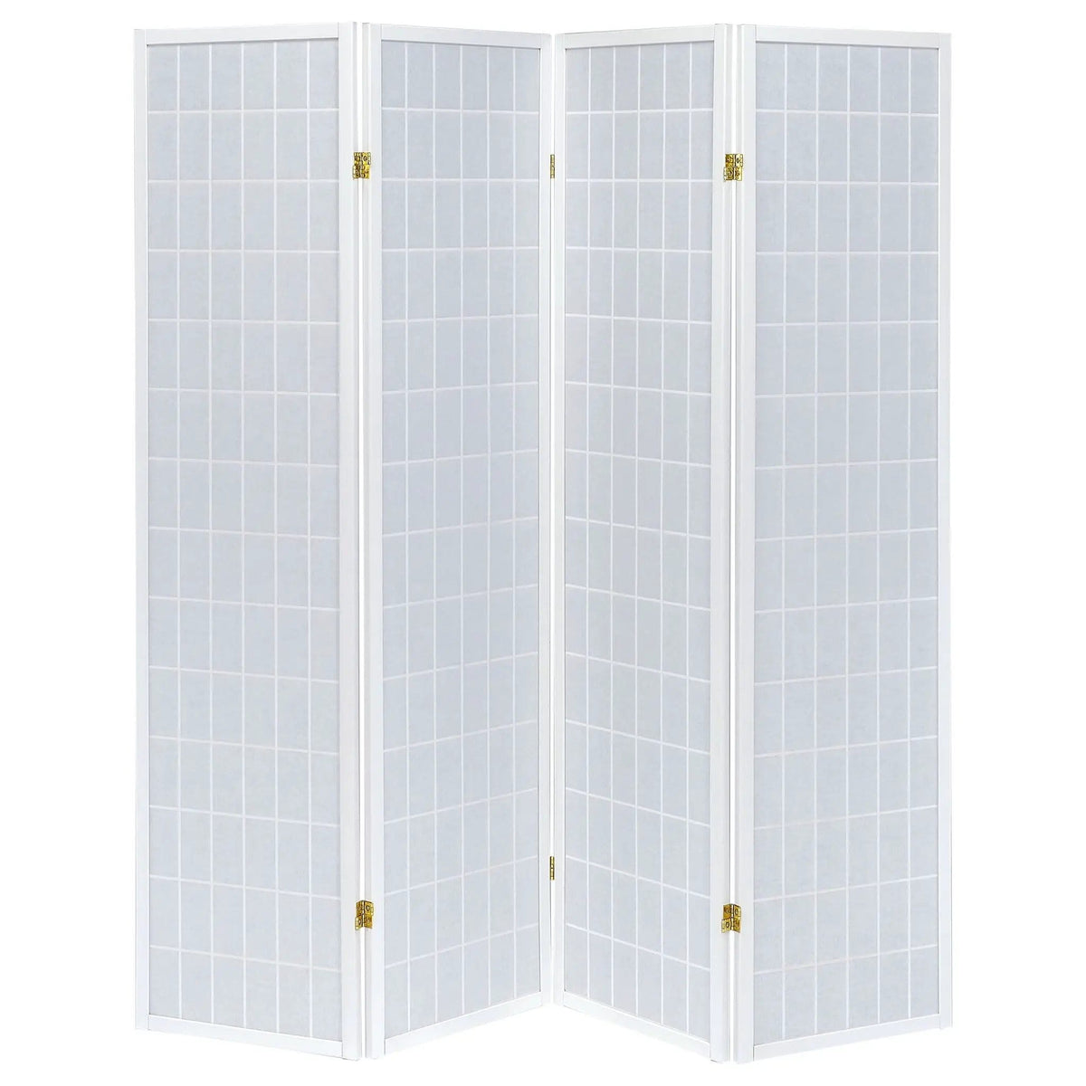 Roberto 4-Panel Room Divider Folding Shoji Screen | 69.5 x 0.75 x 70.25 in | Rubberwood & Fabric | White