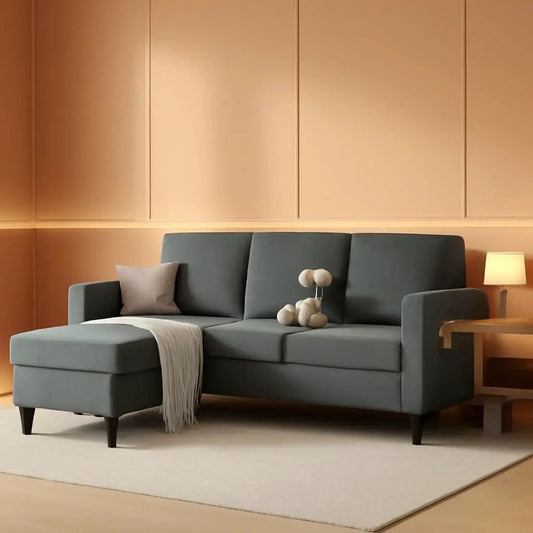Dark Grey Convertible Sectional Sofa With Storage Ottoman from PriceLows™