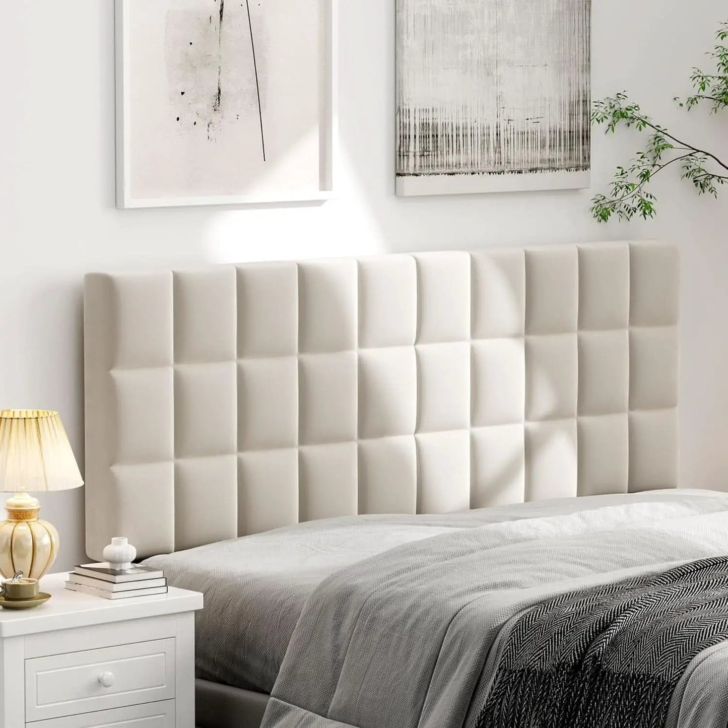 Velvet Tufted King Size Headboard with Adjustable Height from PriceLows™