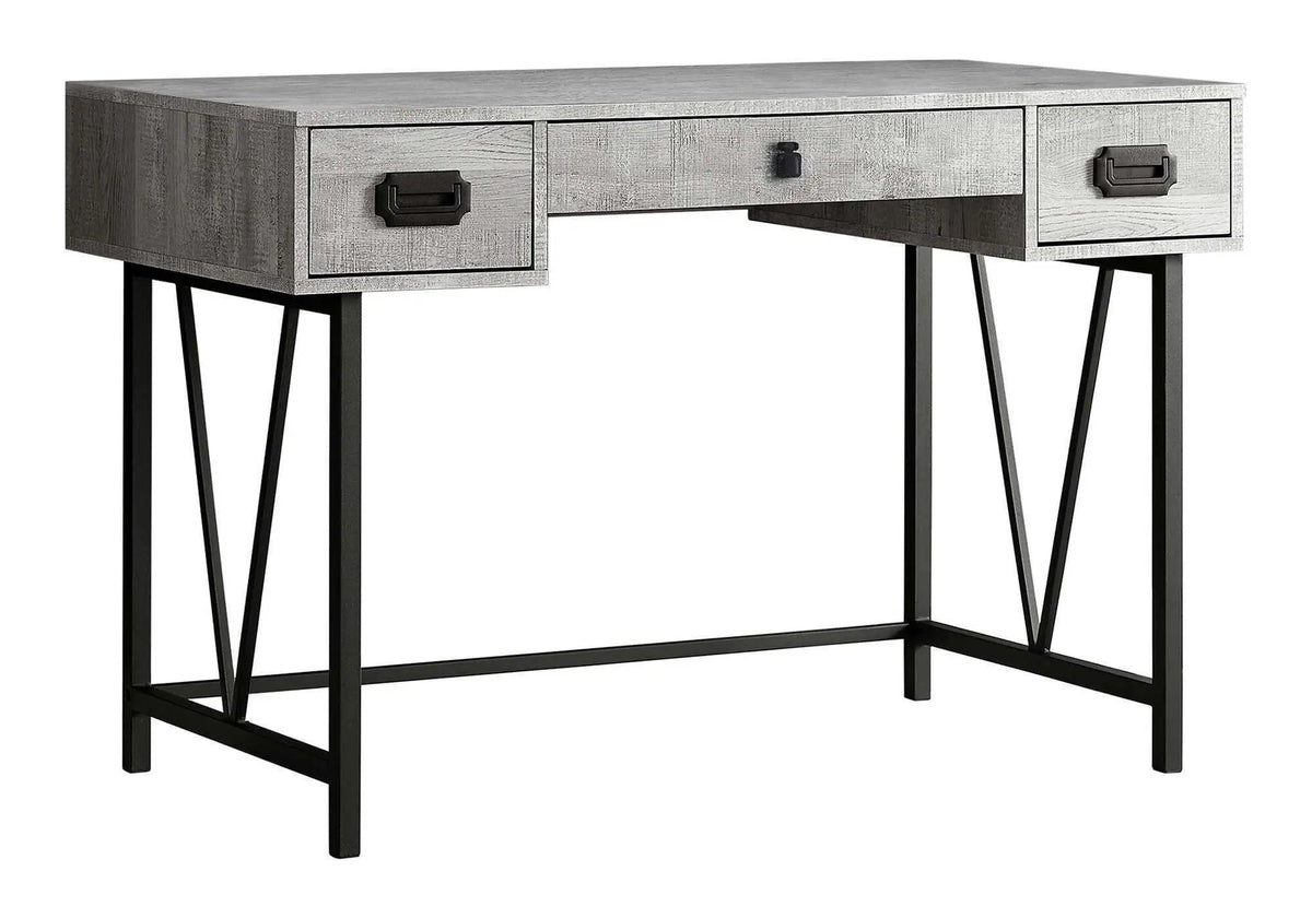 Transitional Computer Desk | Thick Paneled Design | Two Side Drawers | Metal Glides