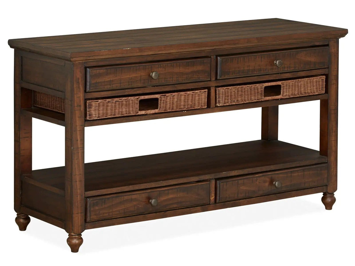 Cottage Lane Wood Sofa Table | 18 x 50 x 29 in | Rattan & Veneer | Coffee