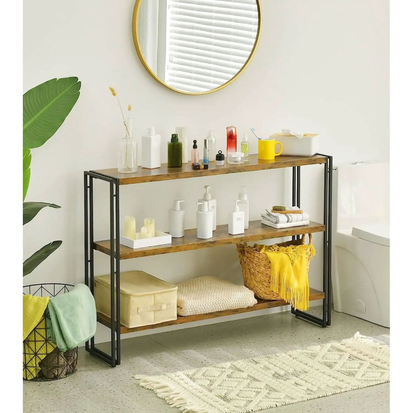 Rustic Three Tier Bookcase With Easy Assembly Home Office from PriceLows™