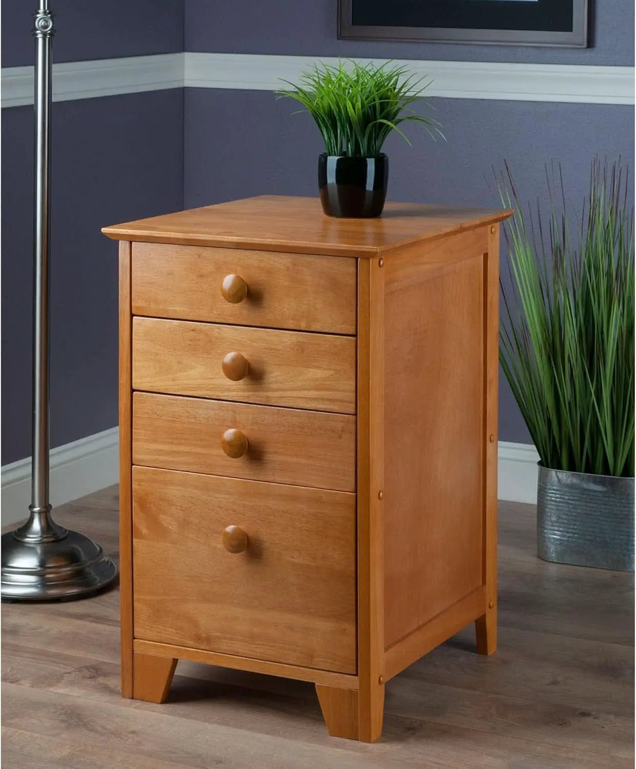 Studio File Cabinet Honey Finish With Three Drawers from PriceLows™