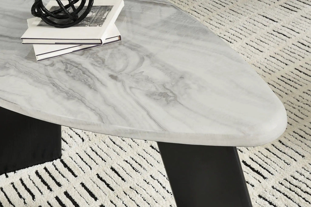 Lilyberg Occasional Table Set (Set of 3) | 51.25 x 29.5 x 19.13 in | Faux Marble & Mdf | Gray / Black