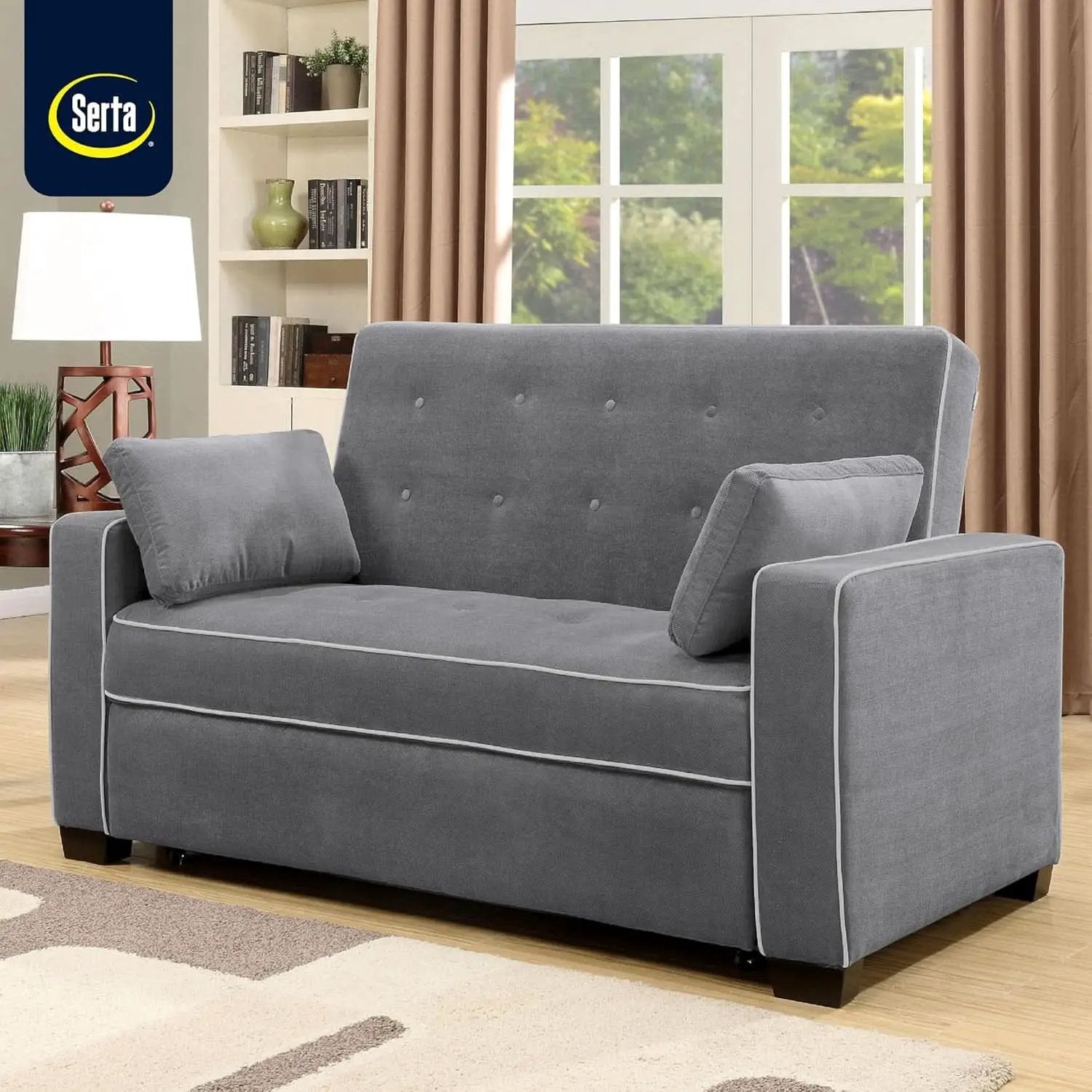 Ainsley Loveseat With Pull Out Sleeper Microfiber Charcoal from PriceLows™