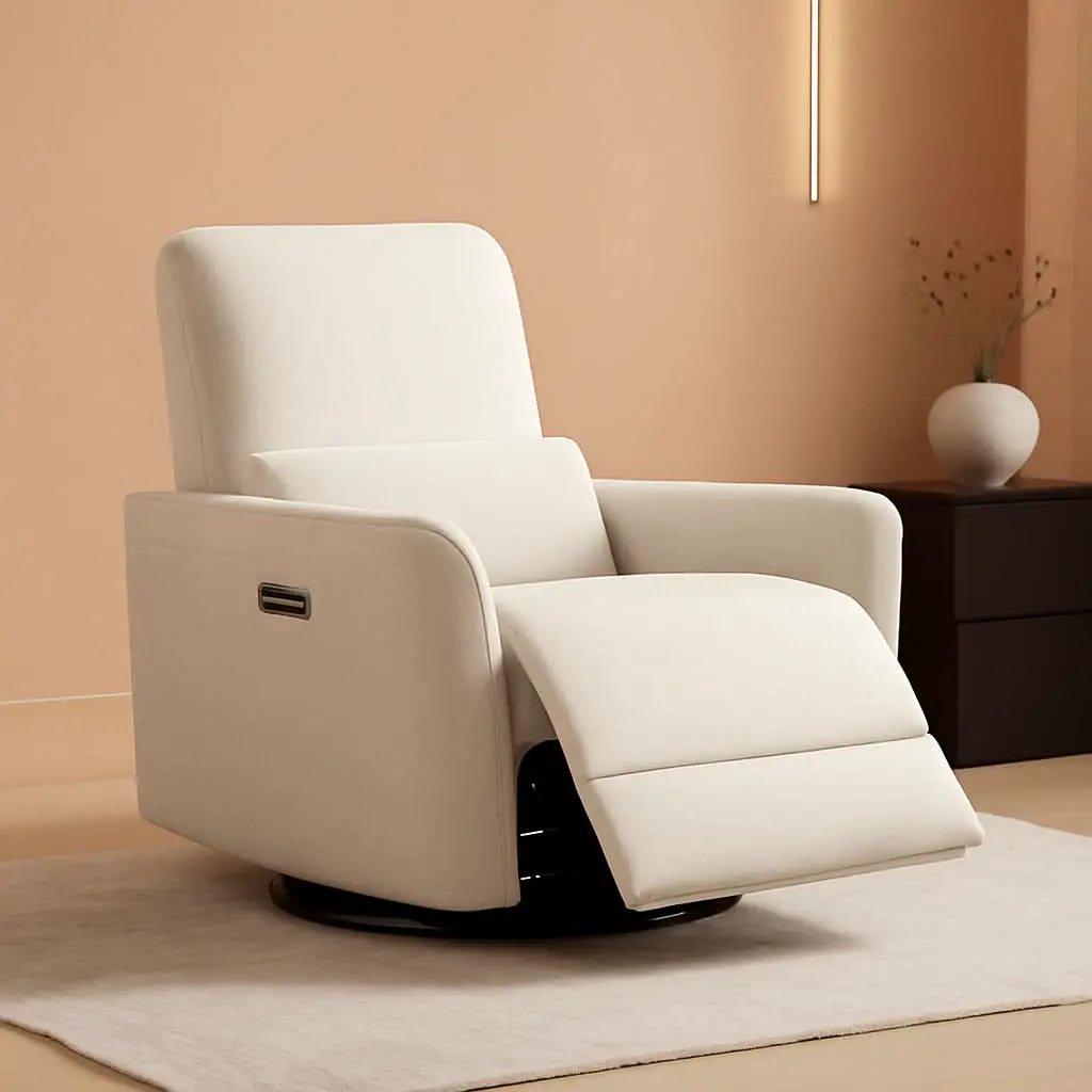 Power Recliner Chair With Linen Upholstery Lumbar Support from PriceLows™