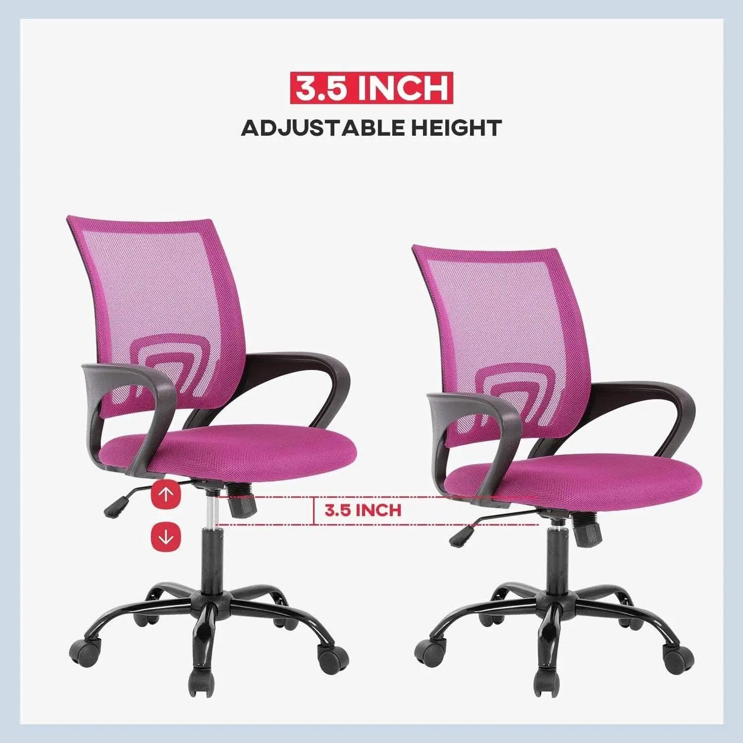 Pink Mesh Executive Office Chair With Lumbar Support from PriceLows™
