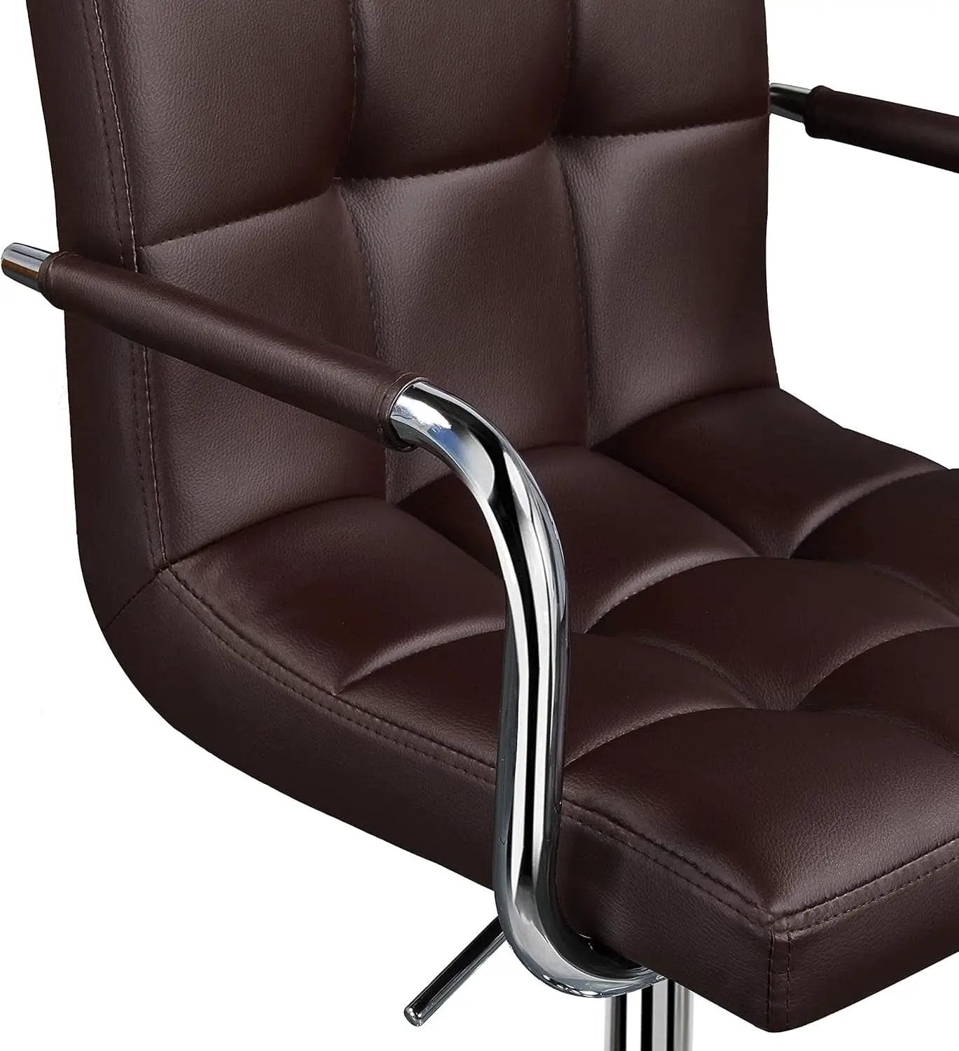 Adjustable Bar Stools Set Of 2 360 Swivel Brown PU Leather from PriceLows™