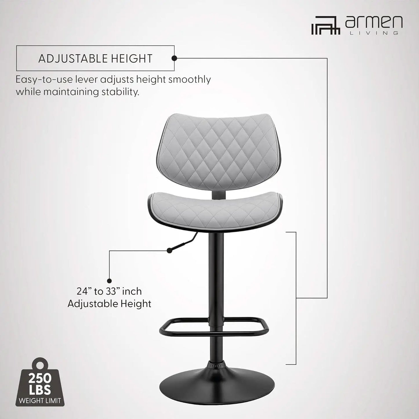 Grey Faux Leather Swivel Bar Stool With Adjustable Height from PriceLows™