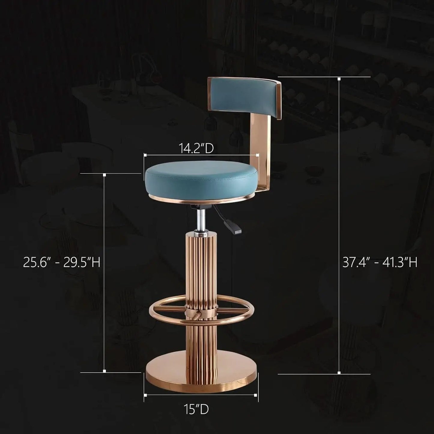 Blue Adjustable Height Counter Height Bar Stool With Backrest from PriceLows™