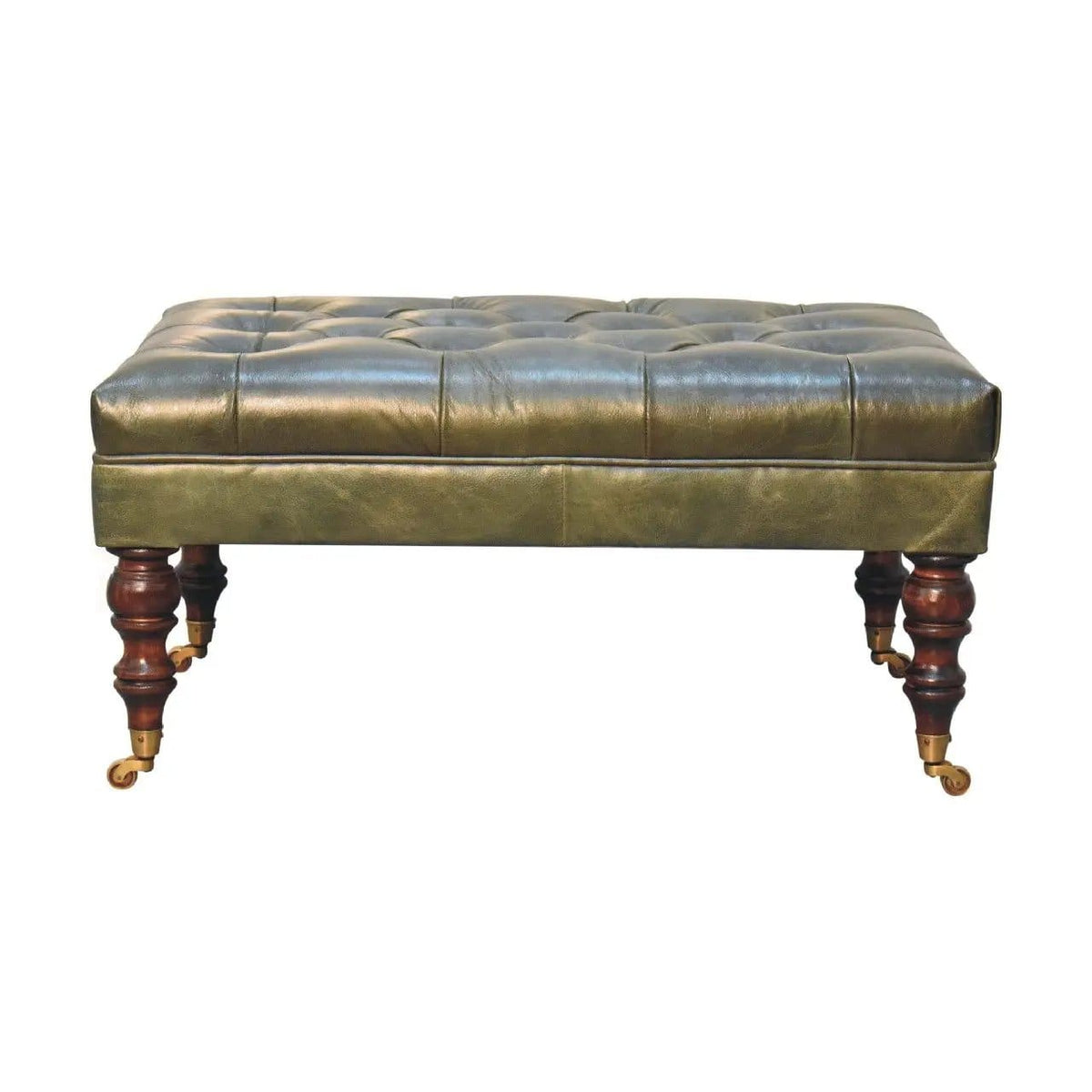 Buffalo Ottoman With Castor Legs | 7 Pieces | Mango Wood | Living Room