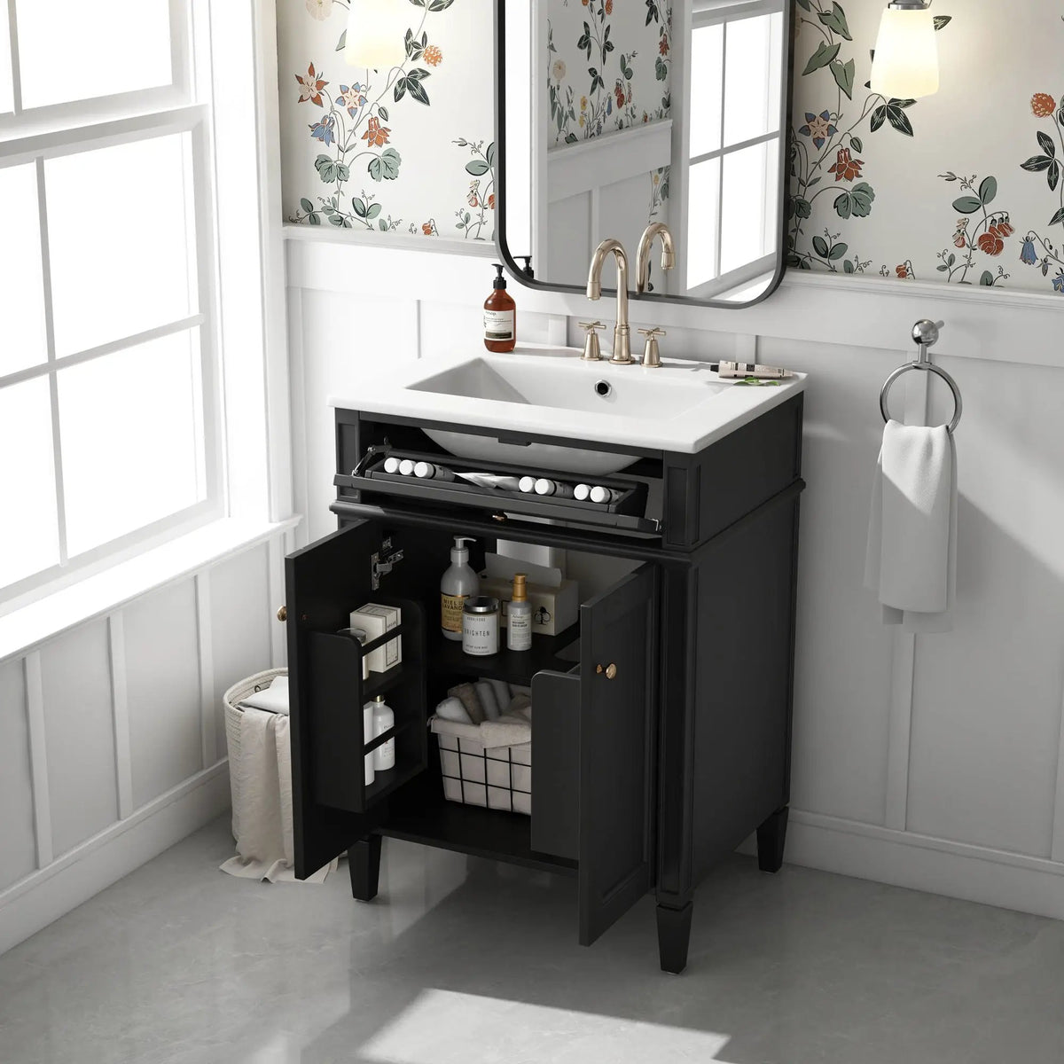 24 Inch Bathroom Vanity | 2 Doors | Tip Out Drawer | Soft Closing Hinges