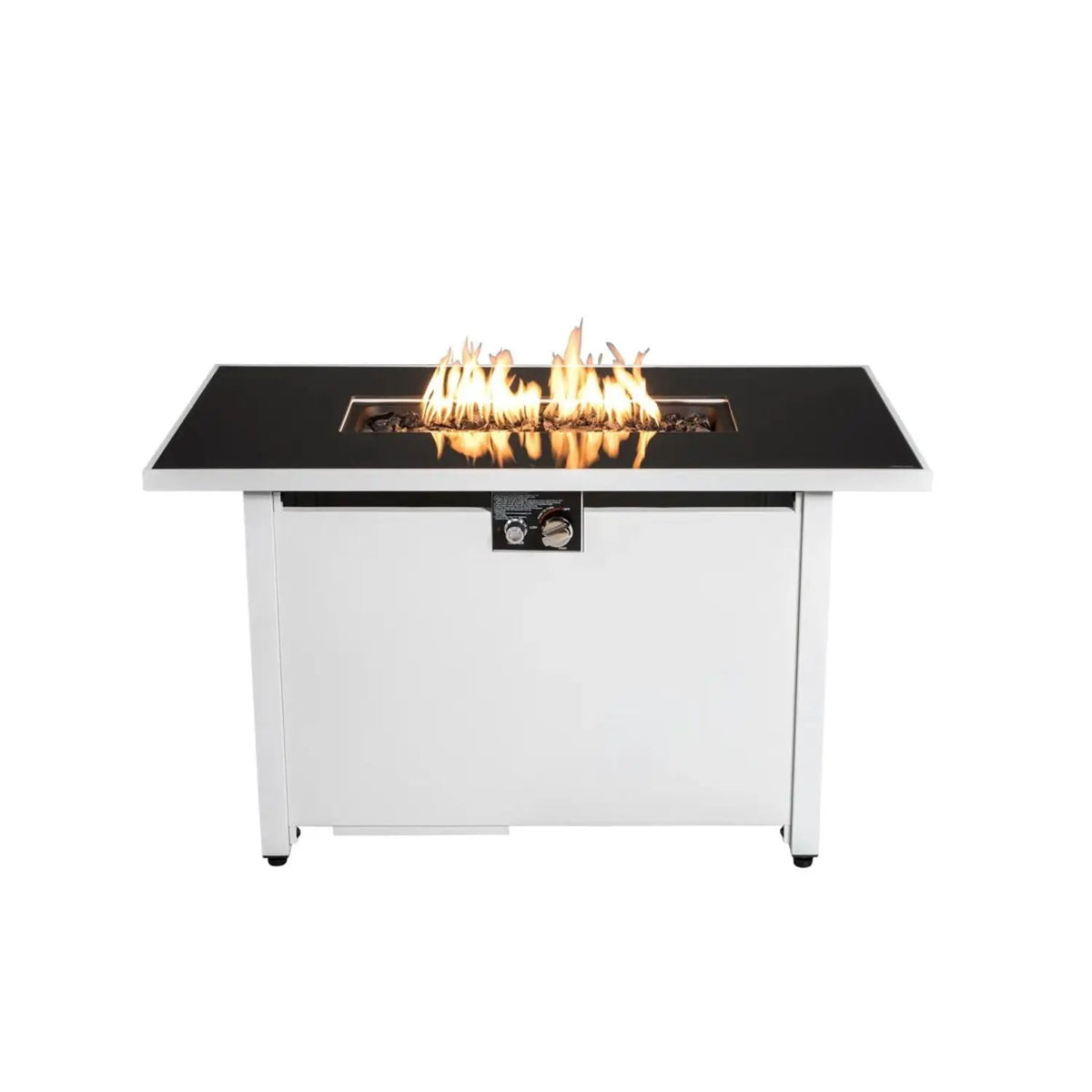 Outdoor Fire Pit Table | 43 Inch Rectangular | 50000 BTU | White