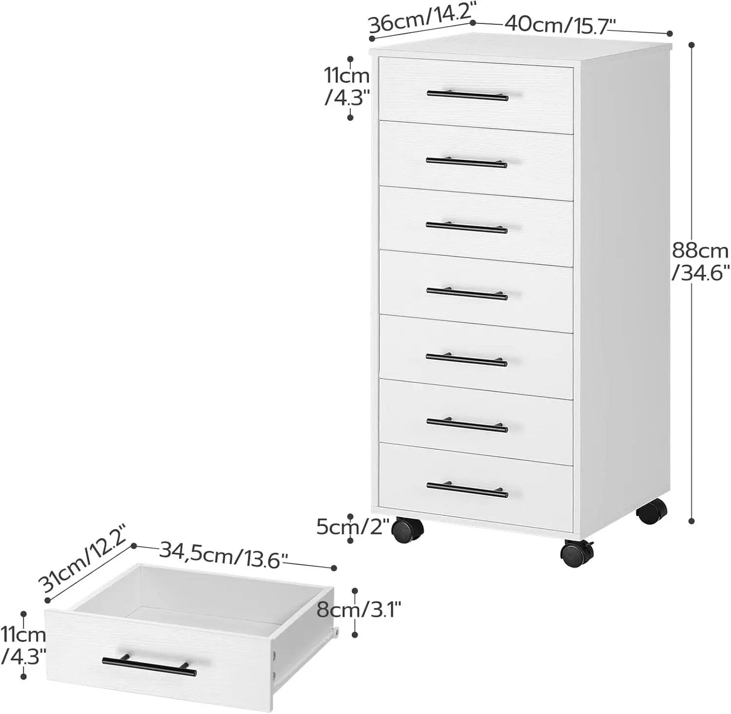 White 7 Drawer File Cabinet Storage For Home Office from PriceLows™