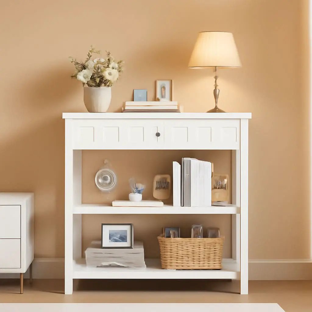 Bookcase With Drawer In White Oak Finish For Living Room from PriceLows™