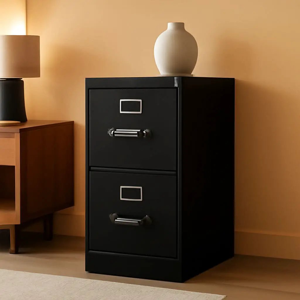 Two Drawer Office Filing Cabinet 310 Series Full Suspension Letter File Cabinet 26.5 Inch Depth Black from PriceLows™