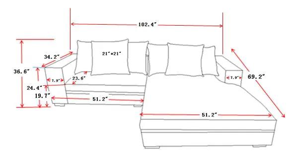 Luxe Oversized Sectional Sofa | 2 Piece L Shaped Couch | Chaise Included | Deep-Seated Design