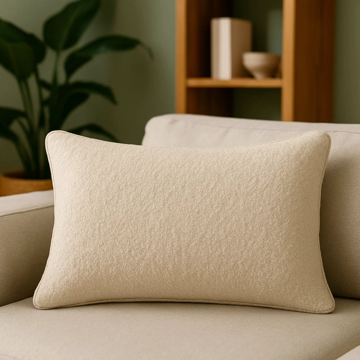 Homey Cozy Textured Throw Pillow | Ivory Neutral | 24 x 16 Inch | Full And Supportive