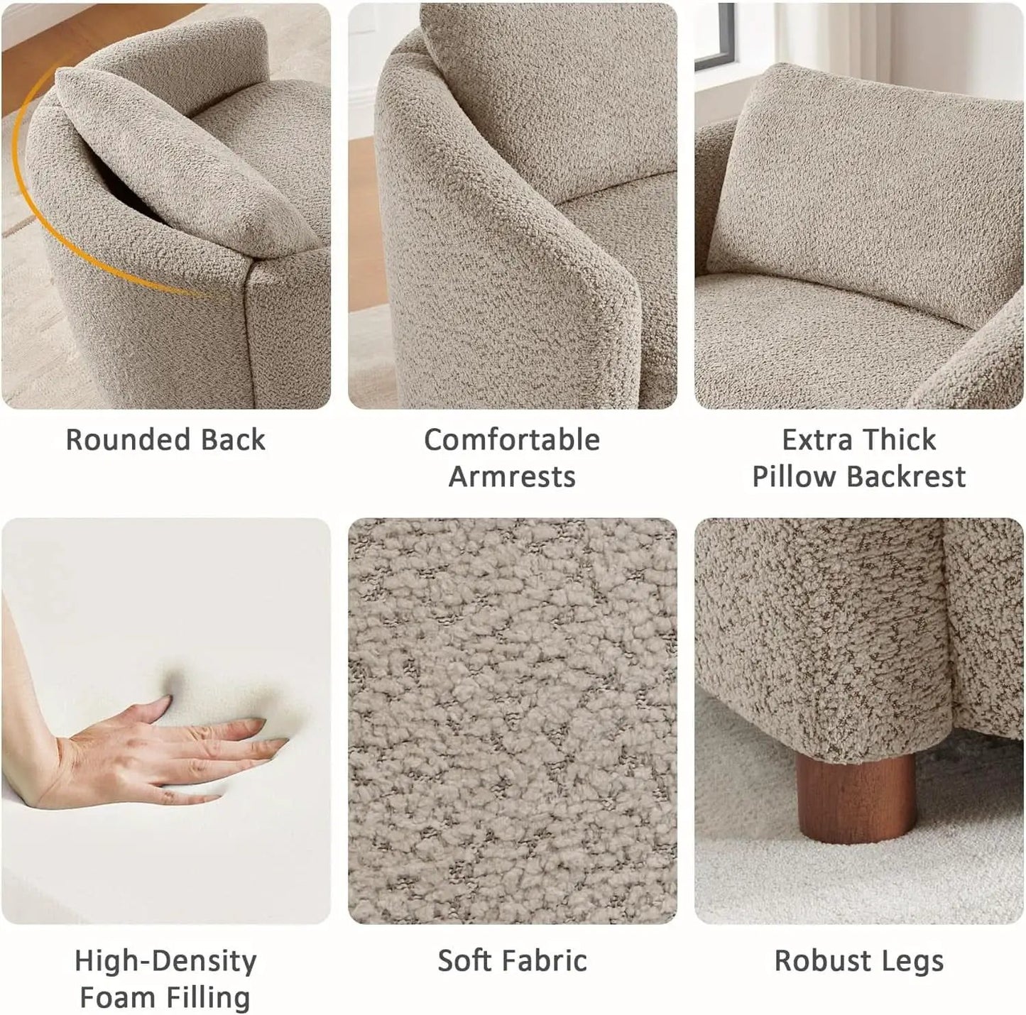 Boucle Barrel Chair Set 2 CloudSoftSherpaLounge Velvet from PriceLows™