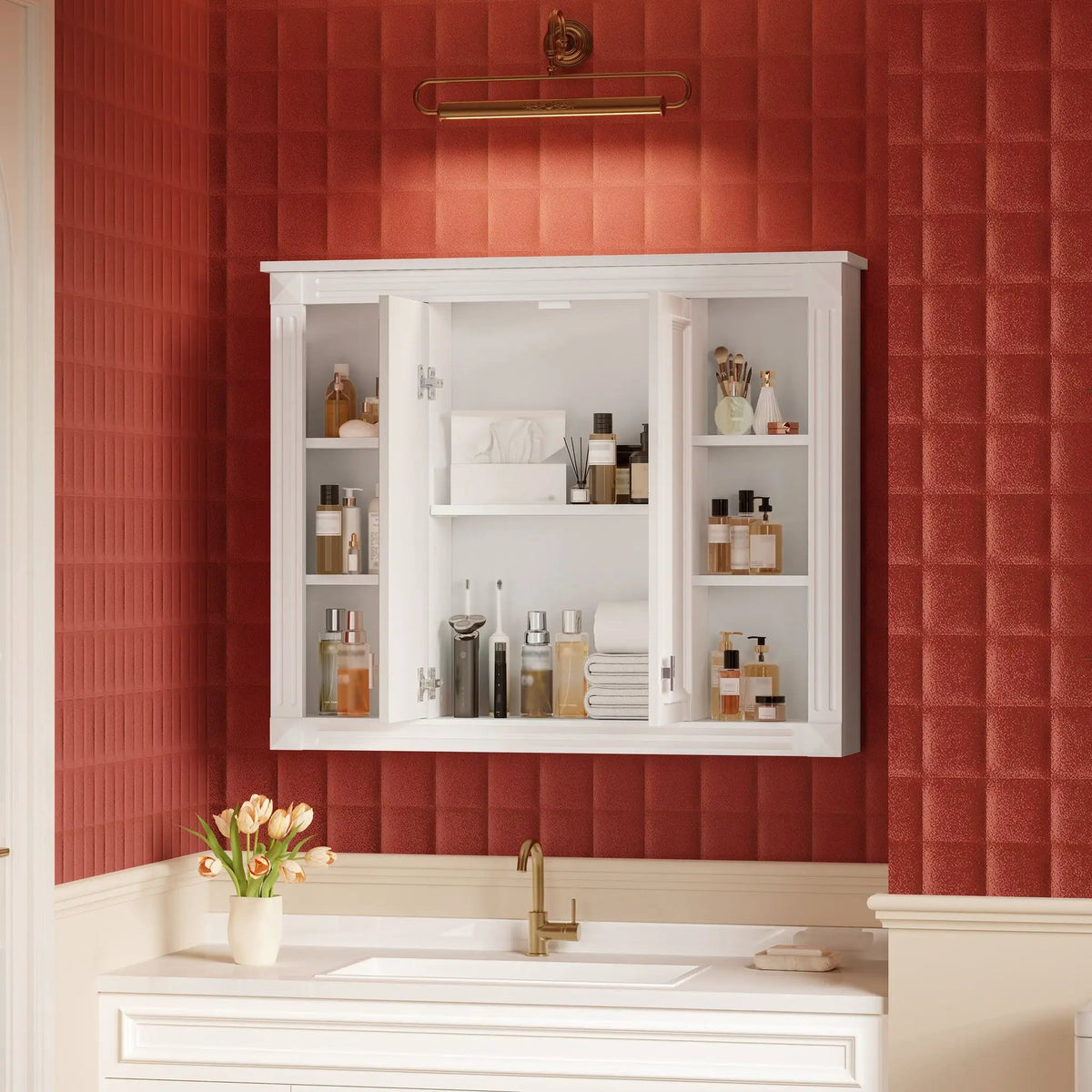 Wall Mounted Medicine Cabinet | Soft Closing Hinges | Adjustable Shelf | White