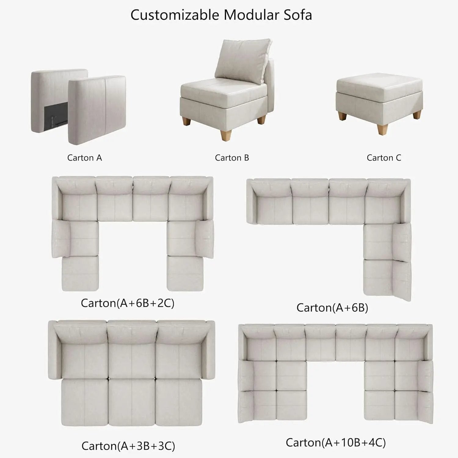 Faux Leather Modular Sectional Sleeper Sofa Storage from PriceLows™