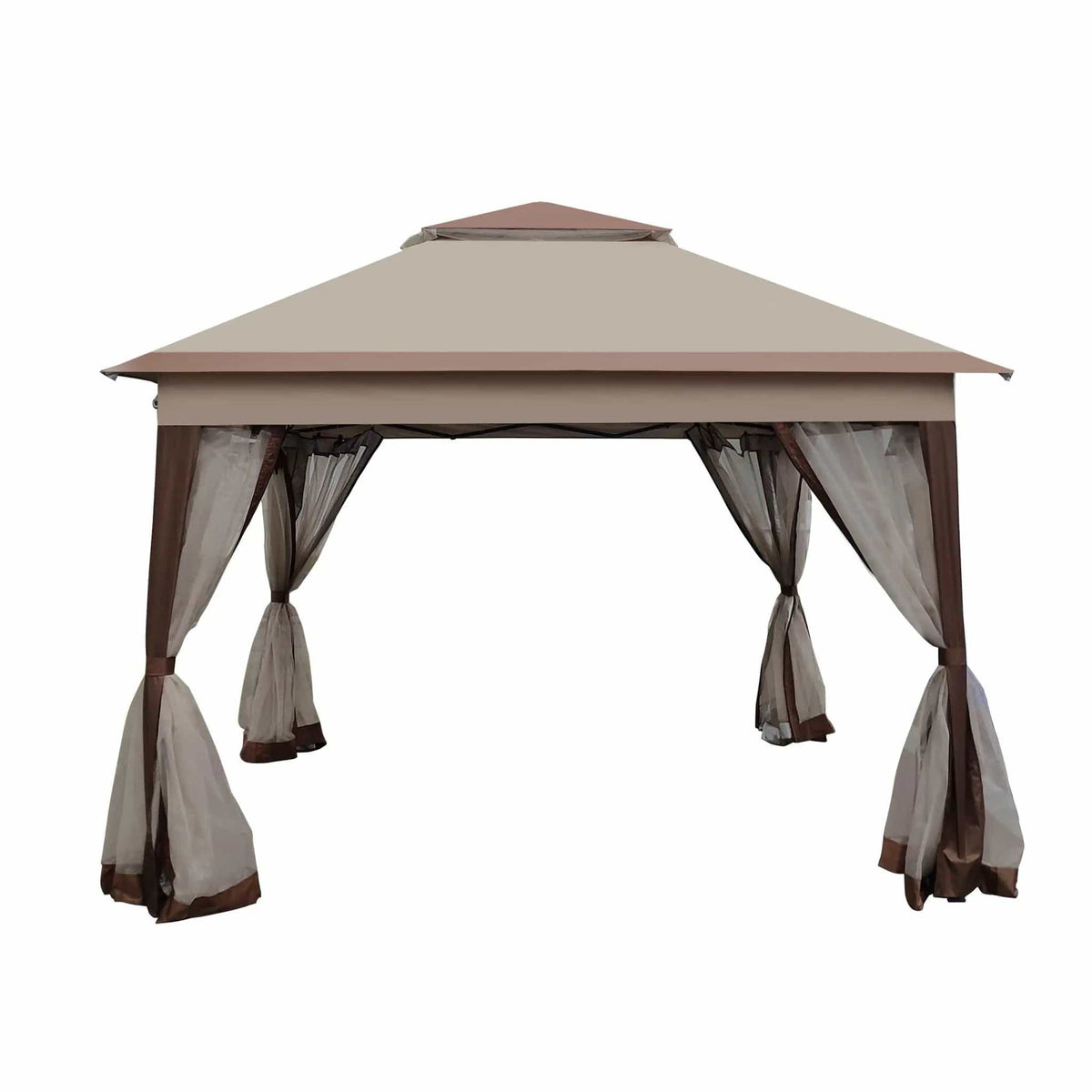 Outdoor Pop Up Gazebo Canopy With 2 Tier Soft Top And Removable Zipper Netting | 2 Pieces | Fabric & Steel | Outdoor Living