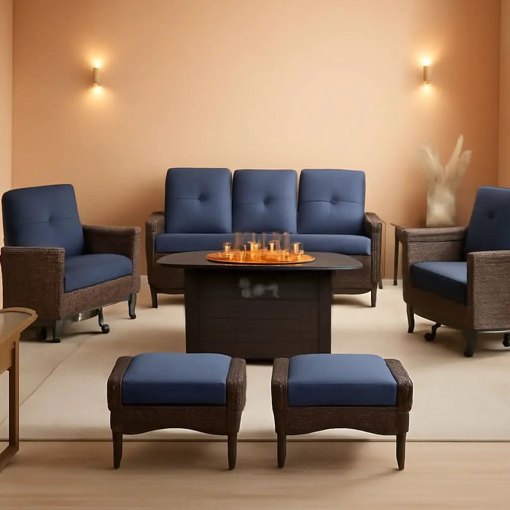 8 Piece Patio Set With 50000 BTU Propane Fire Pit Table from PriceLows™
