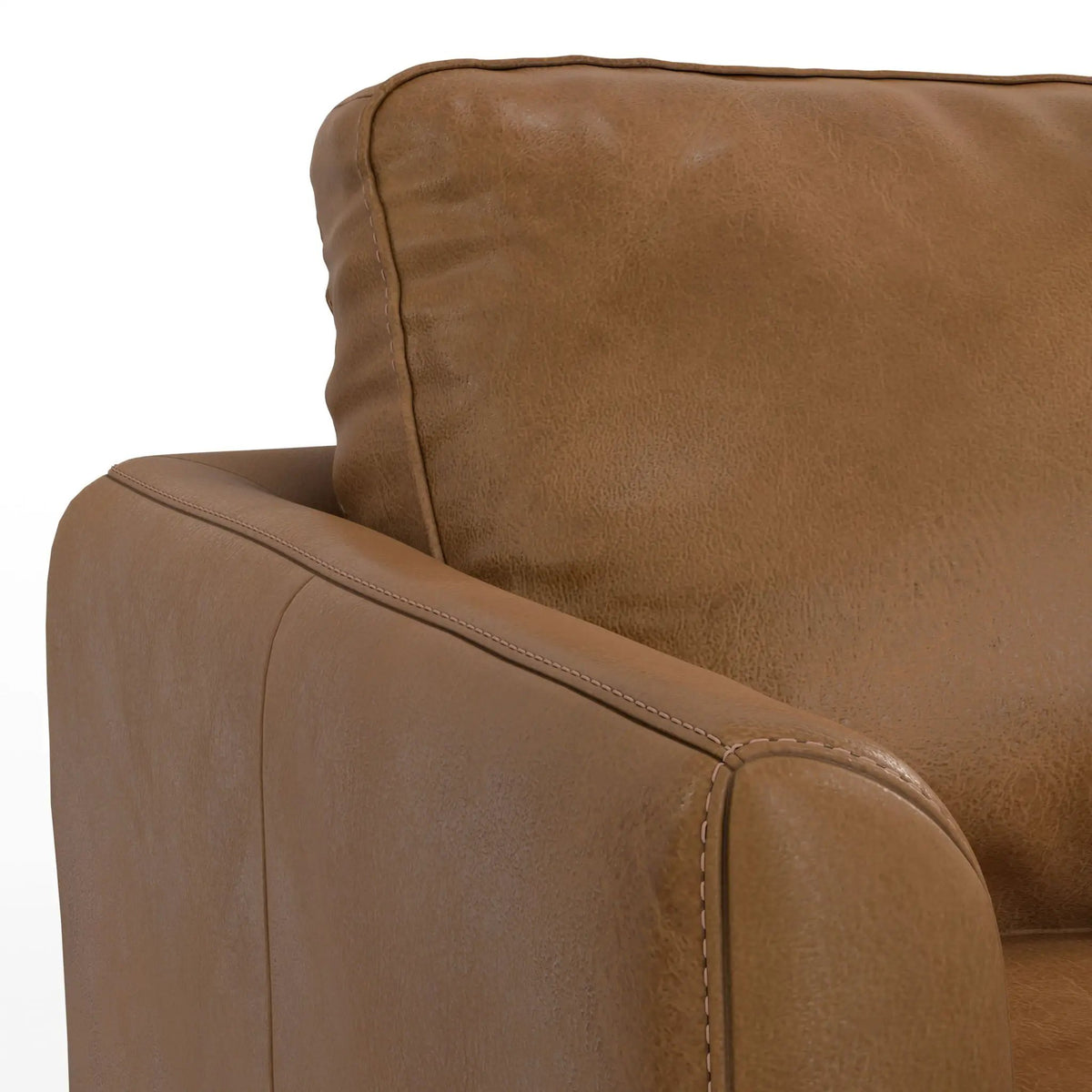 Livingston Upholstered Sofa | Genuine Aniline Leather | 7 Inch Thick Cushions | 76 Inch Length