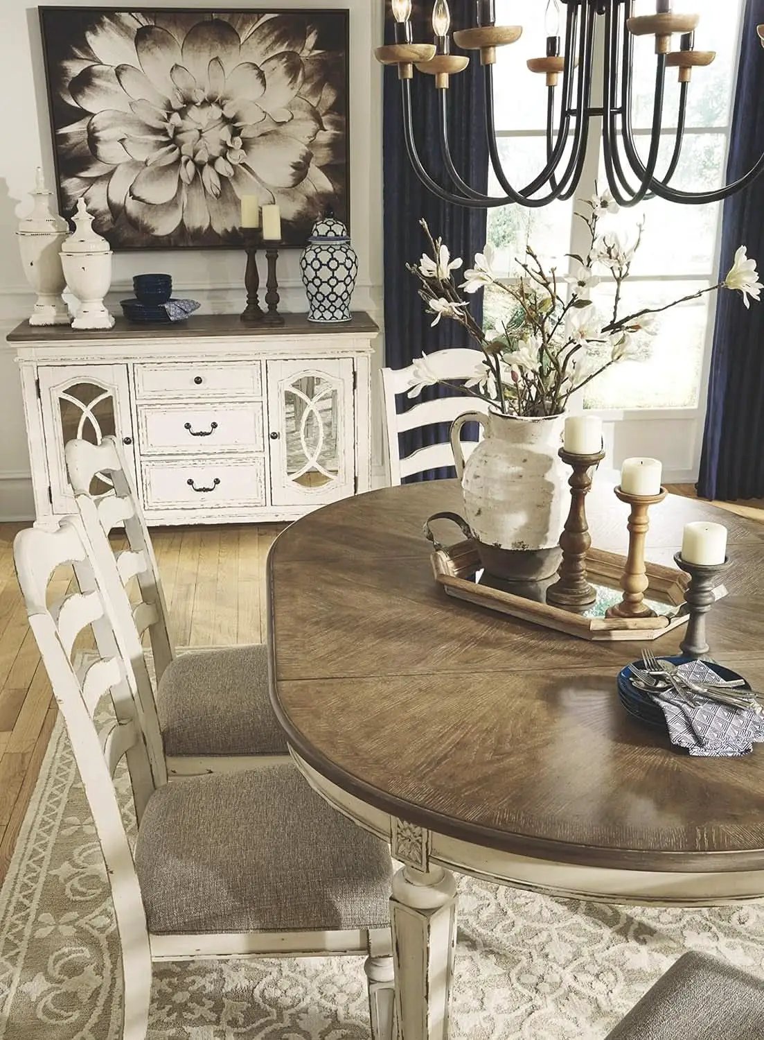 Upholstered Dining Chairs Set, Antique White, 2 Count from PriceLows™