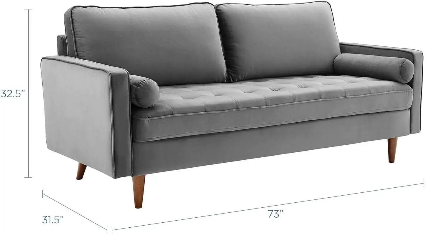 Valour Performance Velvet Sofa Gray Mid Century Modern from PriceLows™