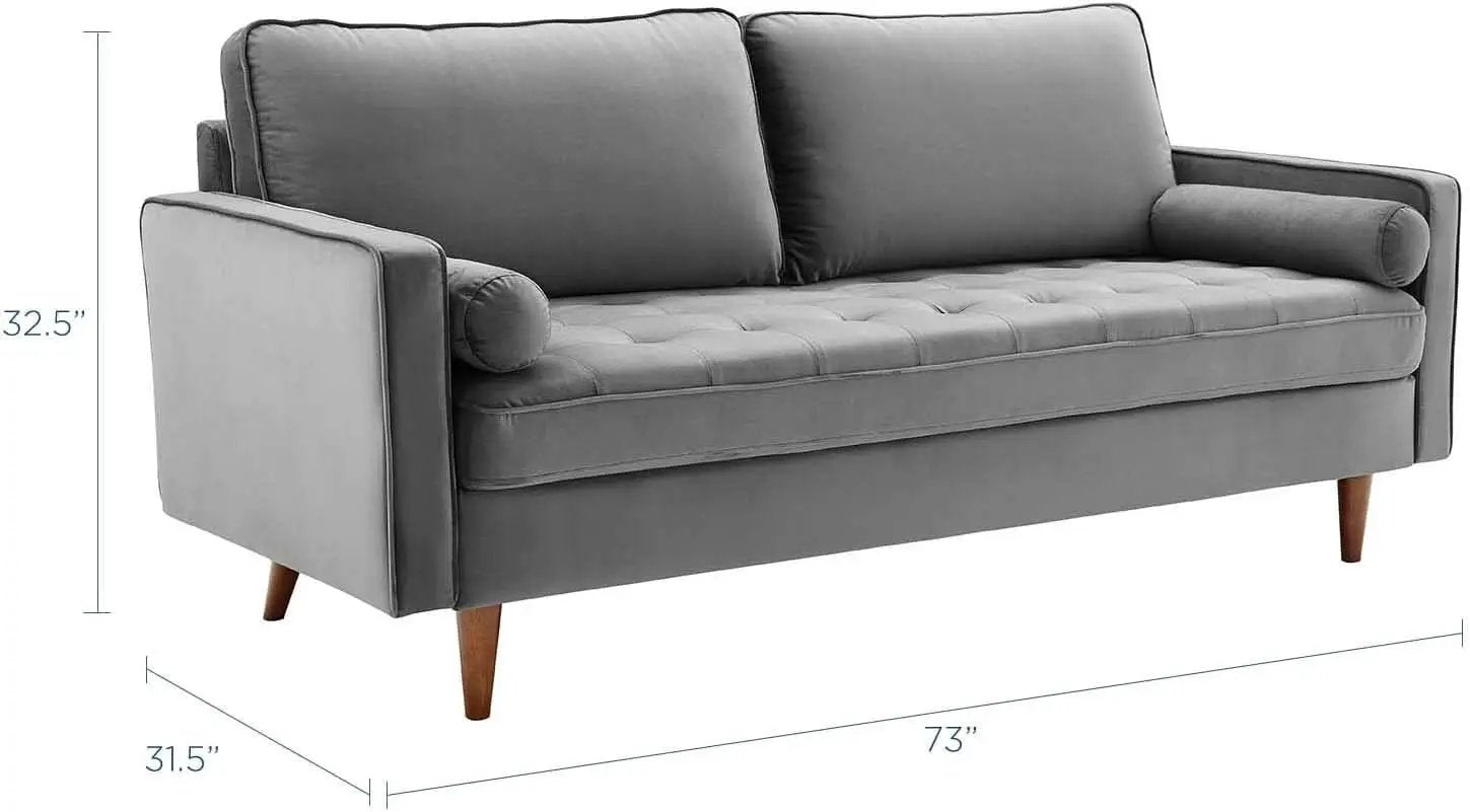 Valour Performance Velvet Sofa Gray Mid Century Modern from PriceLows™