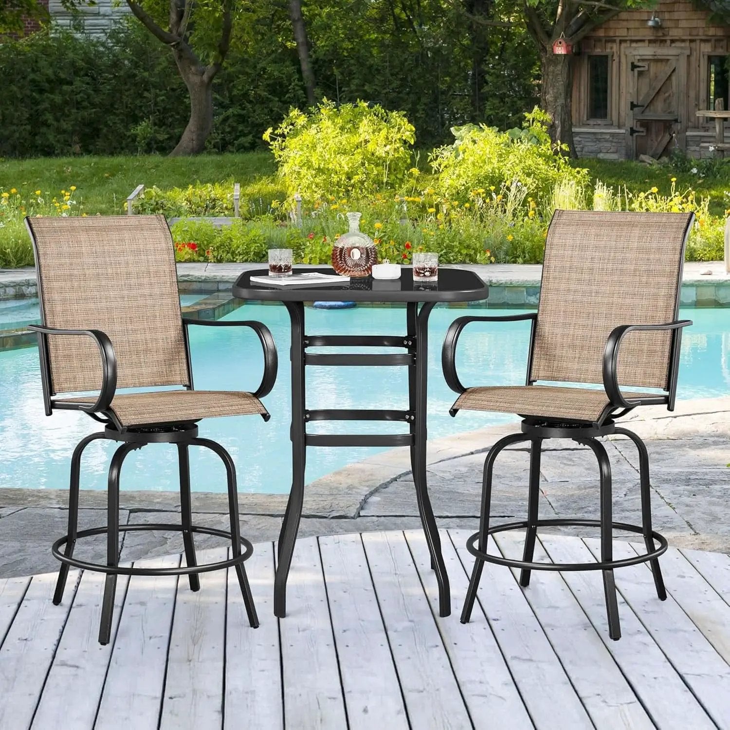 Outdoor Swivel Barstools Set of Four for Comfort from PriceLows™