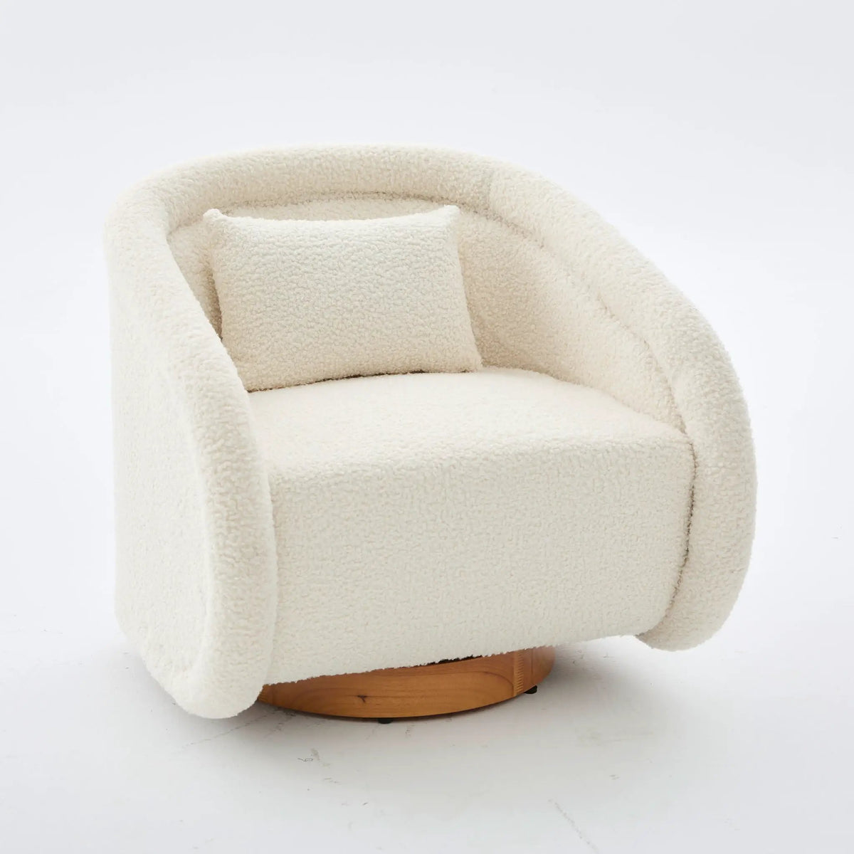 Teddy Fabric Swivel Accent Chair | 360 Degree Rotation | Solid Rubber Wood Frame | Cozy Texture