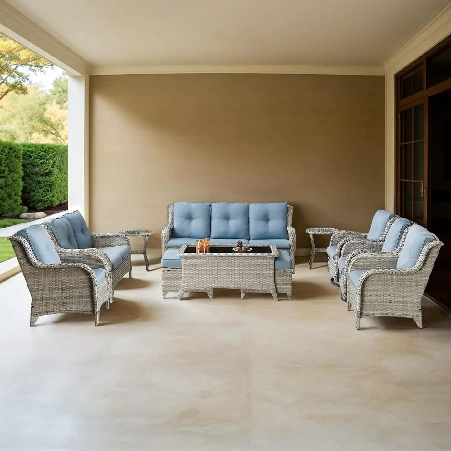 Comfortable 11 Piece Outdoor Furniture Set with Swivel Rockers from PriceLows™