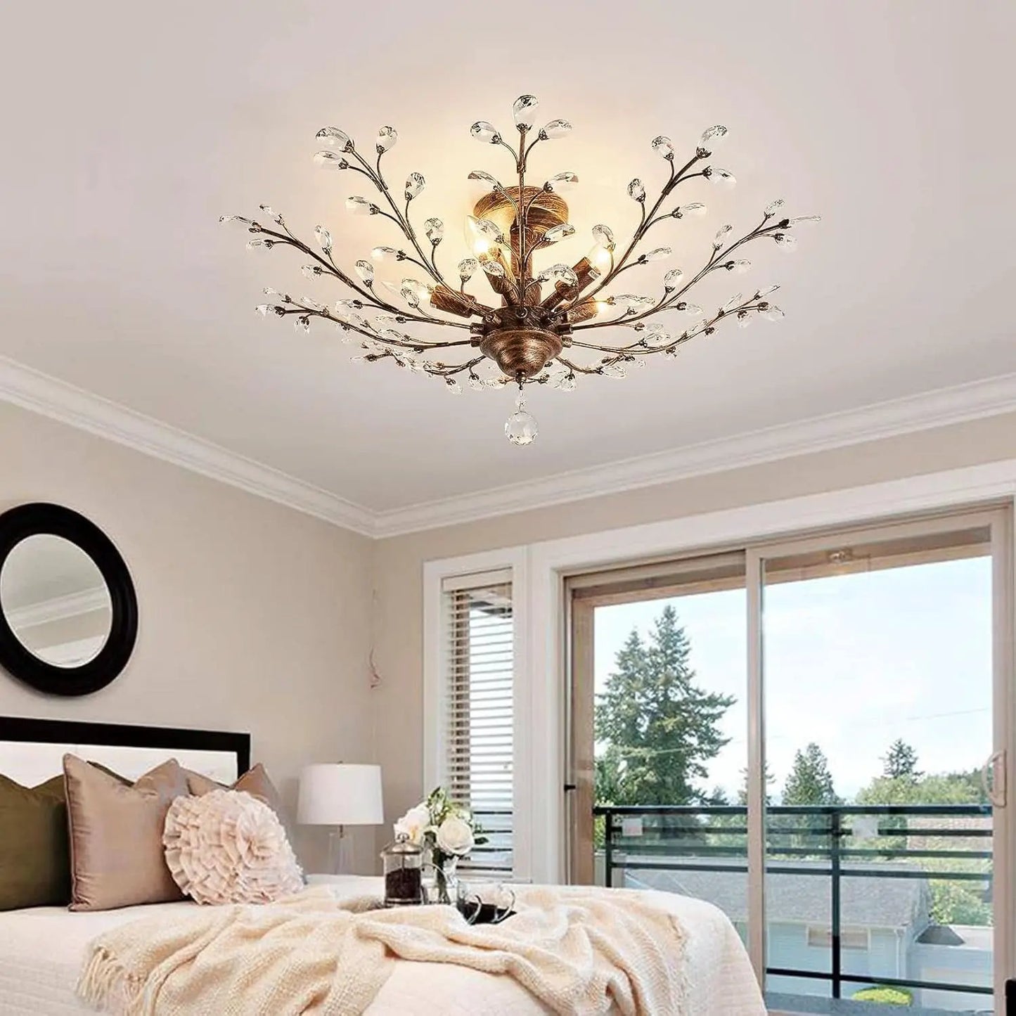 Bronze Five Light Vintage Crystal Chandelier Dimmable from PriceLows™