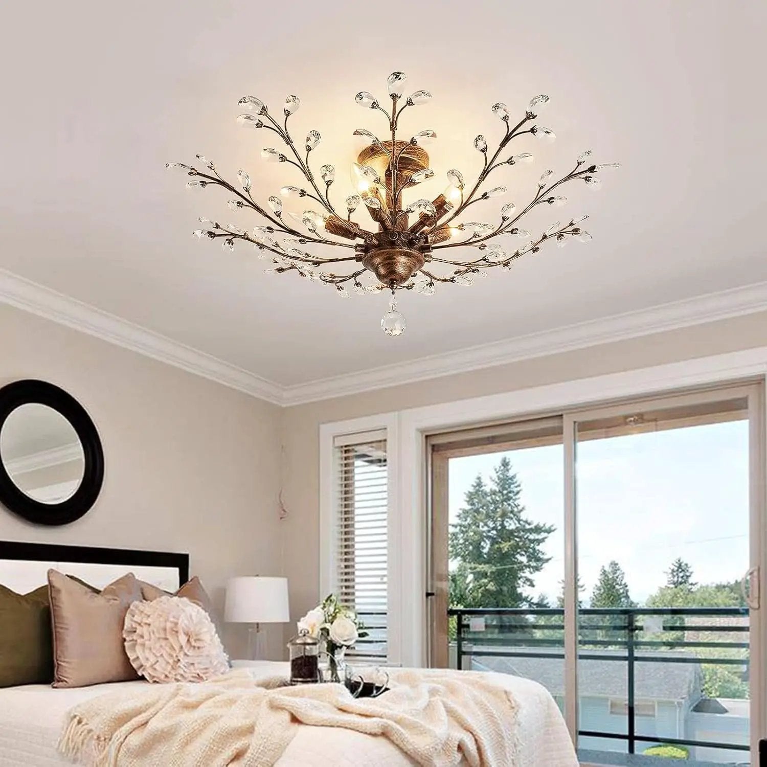Bronze Five Light Vintage Crystal Chandelier Dimmable from PriceLows™
