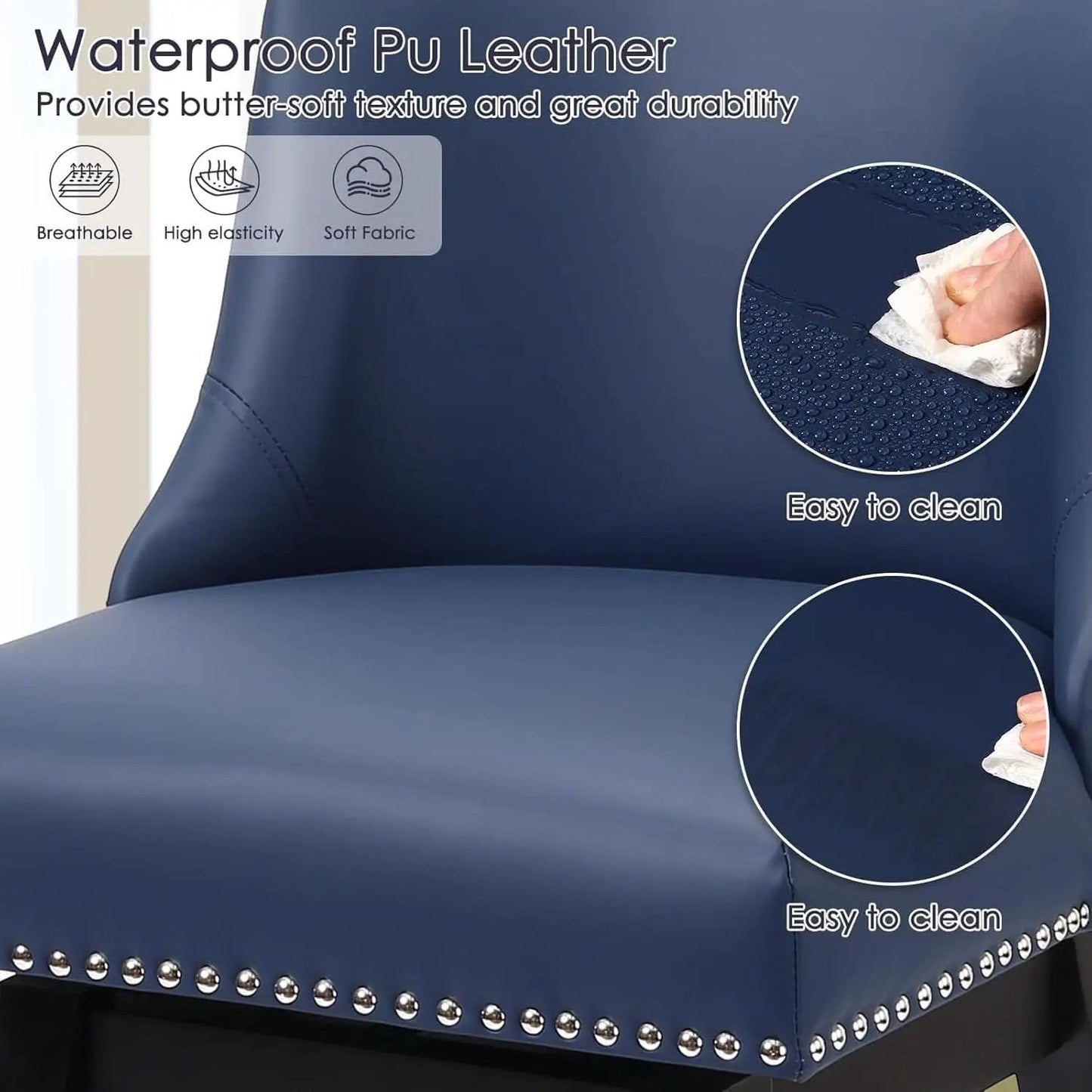 Swivel Bar Stools 26 Inch Counter Height Blue Faux Leather from PriceLows™