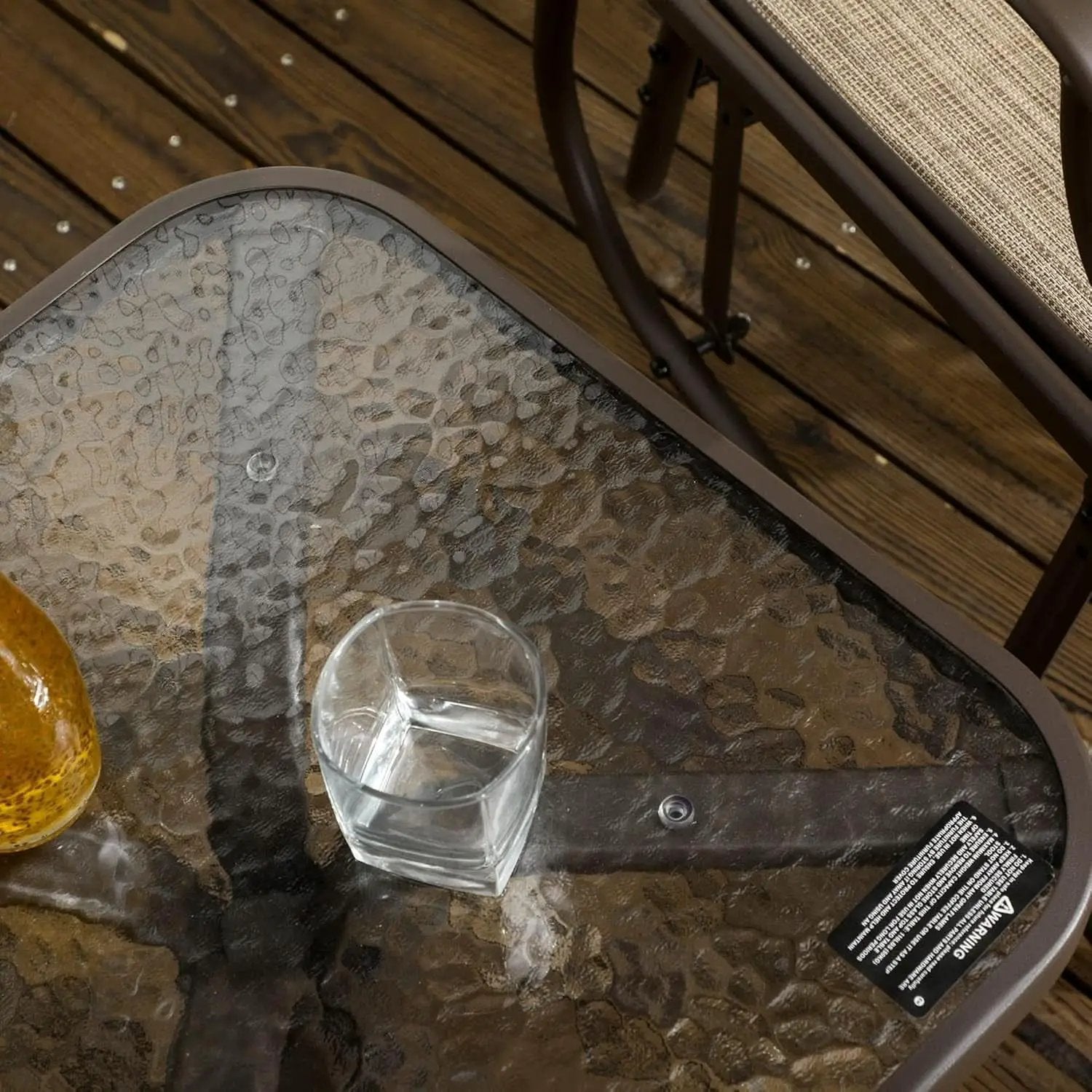 3 Piece Outdoor Glider Chair Bistro Set With Two Sling Chairs And Glass Tabletop Mixed Brown from PriceLows™