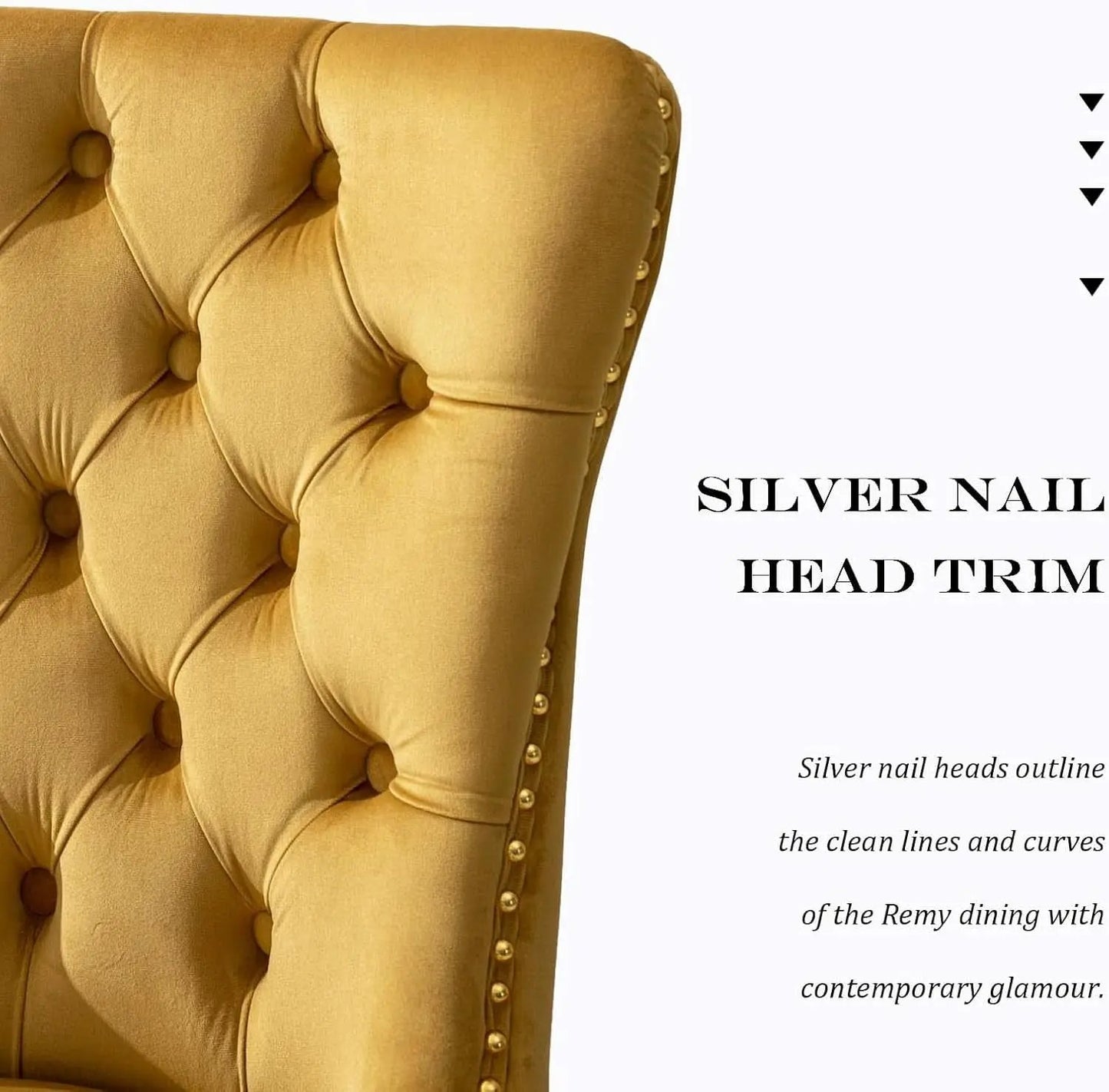 Velvet Tufted Dining Chair Set Of 2 With Nailhead Trim from PriceLows™