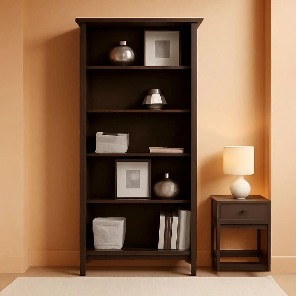 Vintage Black Bookcase With Adjustable Shelves For Home from PriceLows™